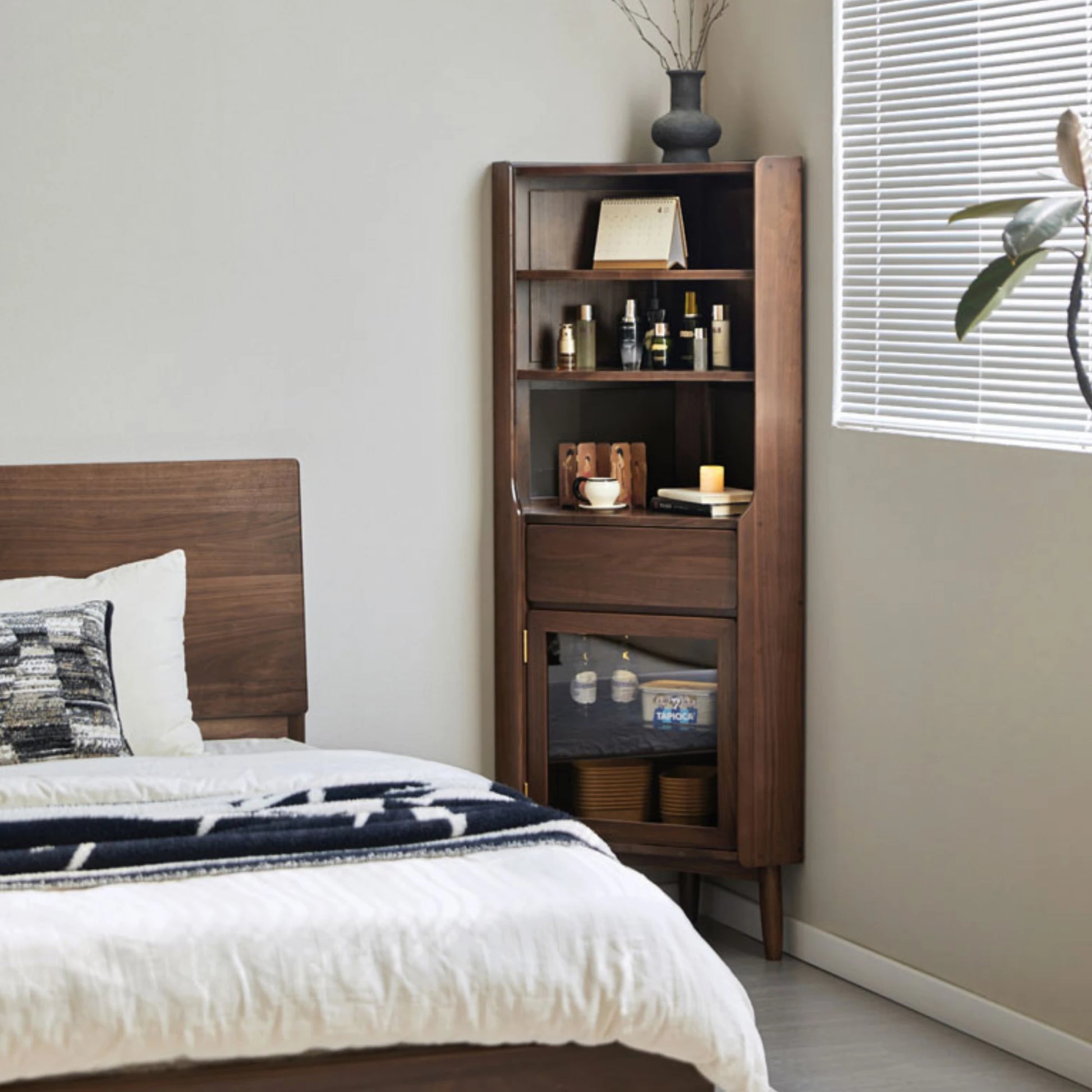 Linspire Vista Walnut Corner Storage Cabinet