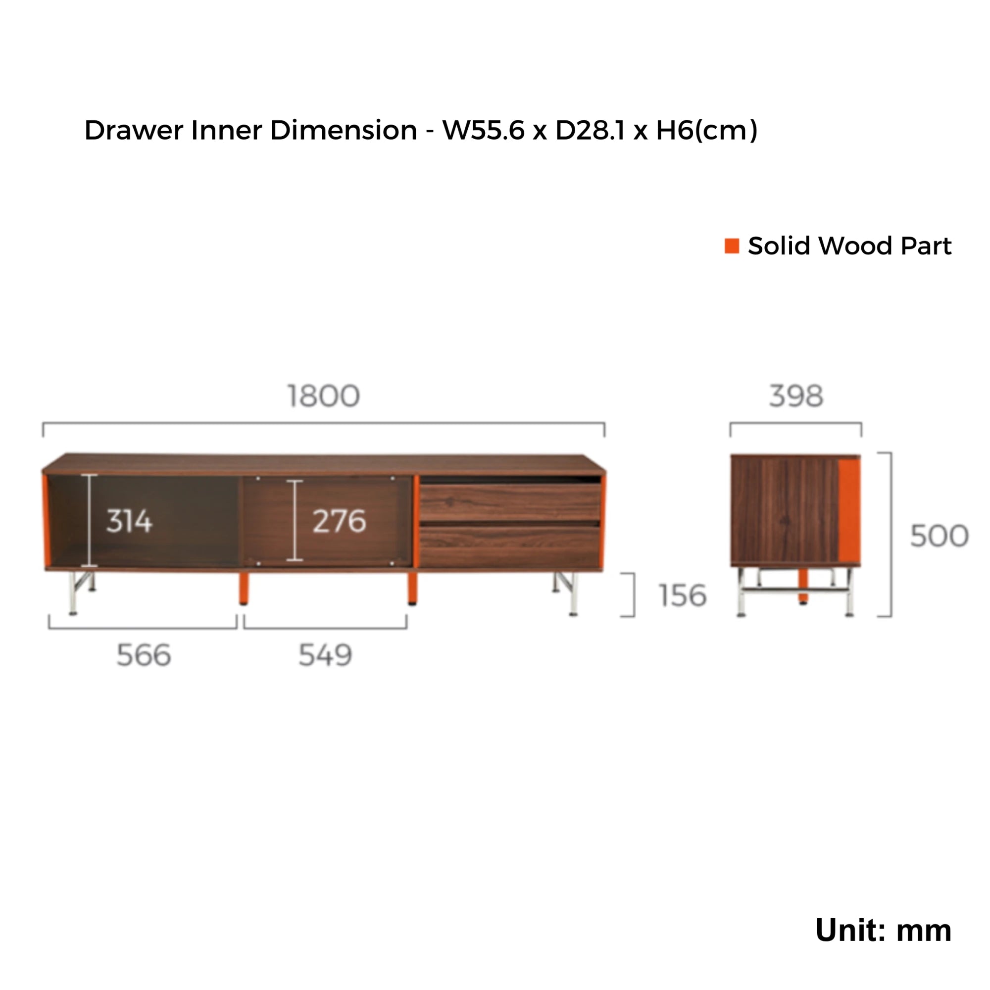 Linspire Ursula Entertainment Unit with Sliding Glass Doors, W180cm