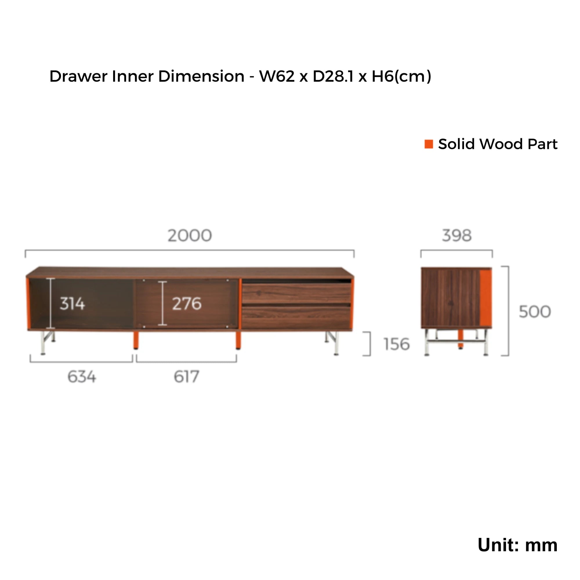 Linspire Ursula Entertainment Unit with Sliding Glass Doors, W200cm