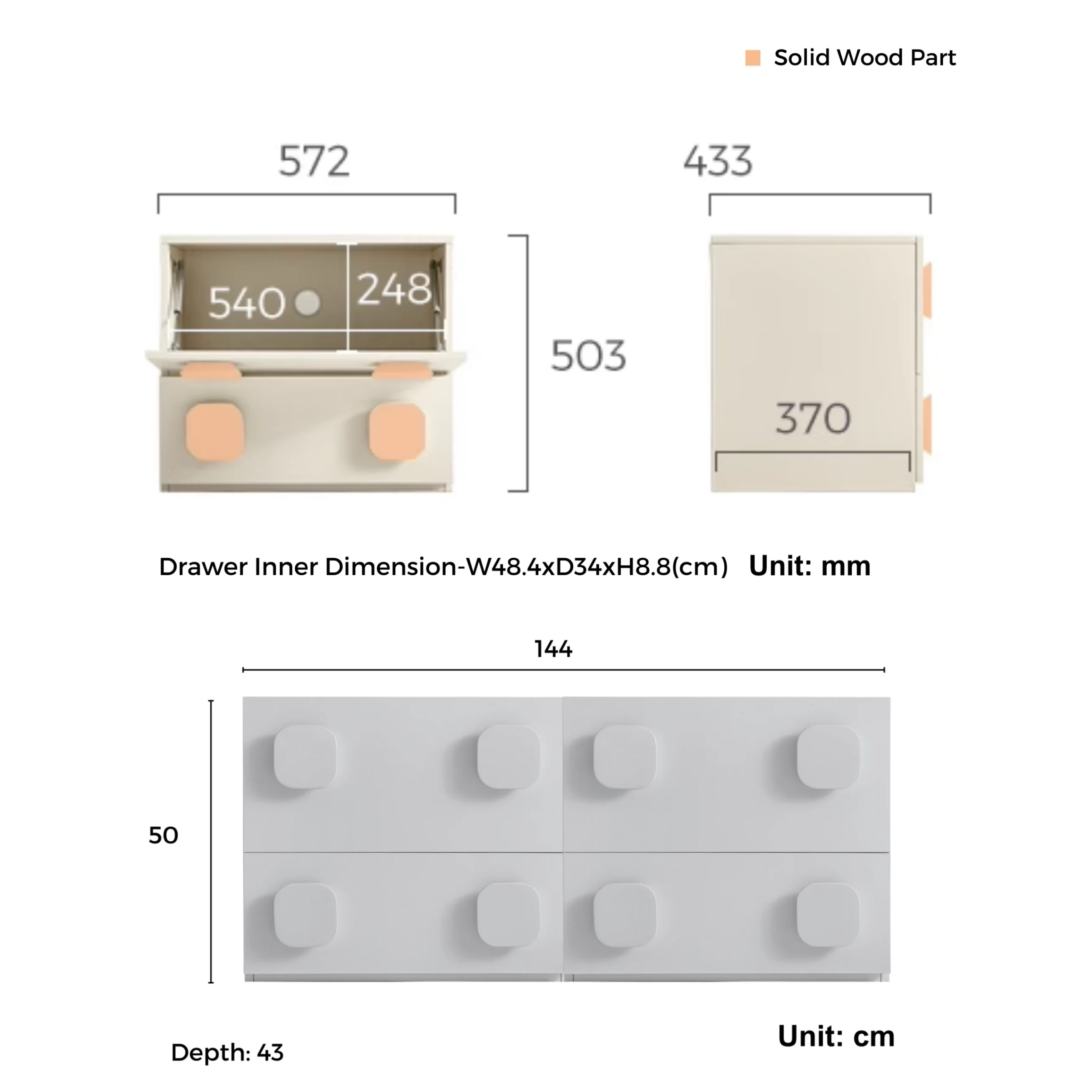 Linspire Mosaic Set of 2 Modular Storage Cabinets, Off-White