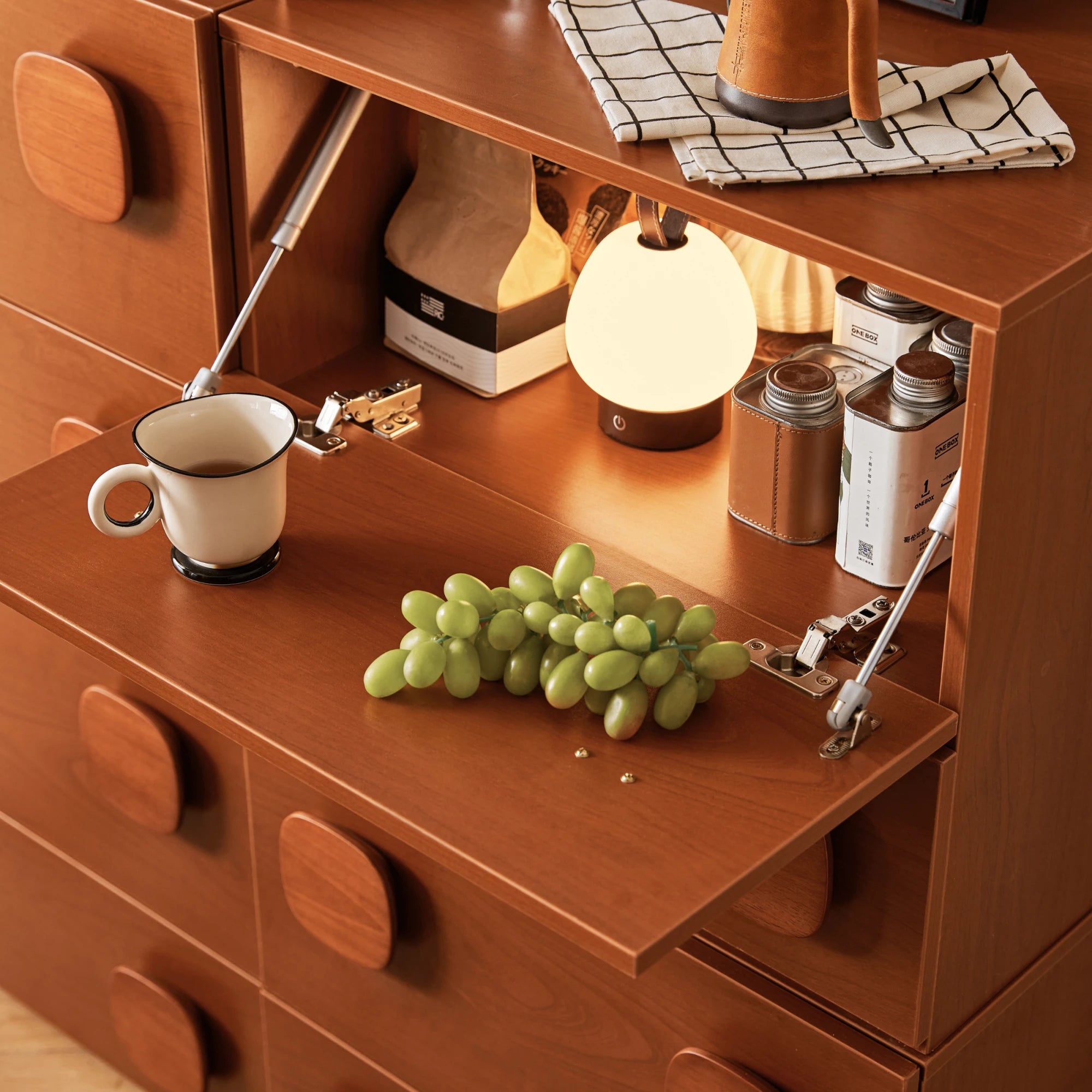 Linspire Mosaic Set of 2 Modular Storage Cabinets, Natural Wood