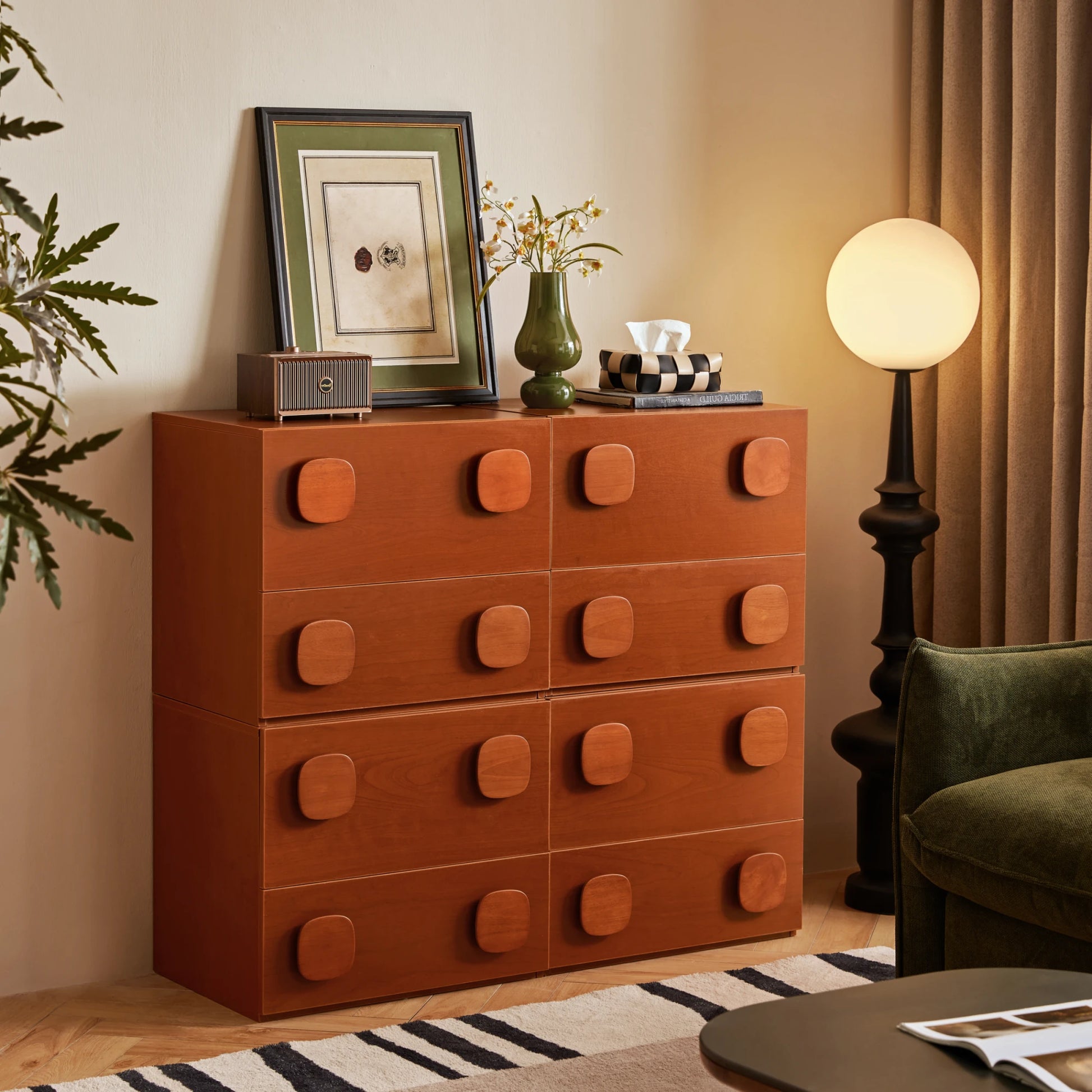 Linspire Mosaic Set of 4 Modular Storage Cabinets, Natural Wood