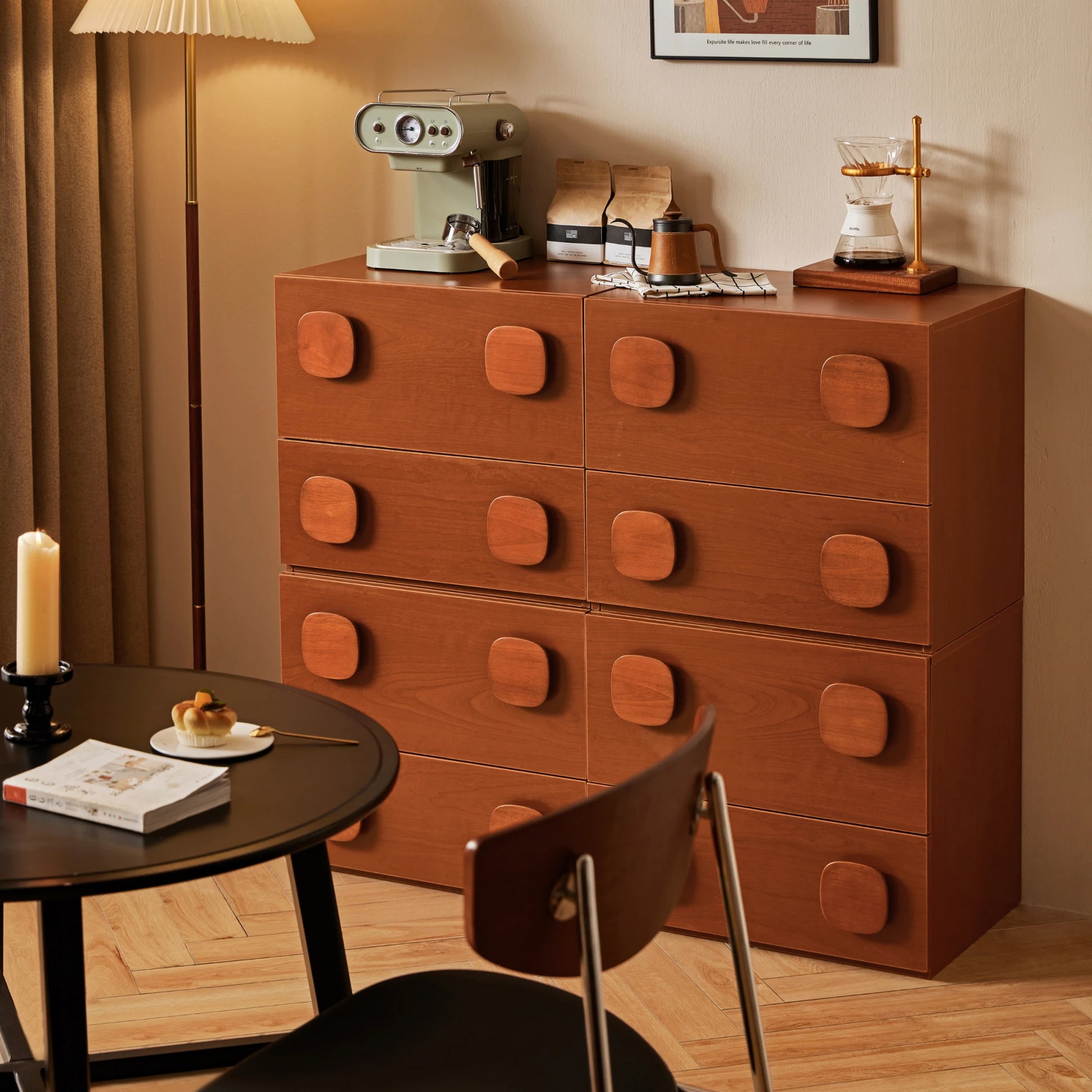 Linspire Mosaic Set of 4 Modular Storage Cabinets, Natural Wood