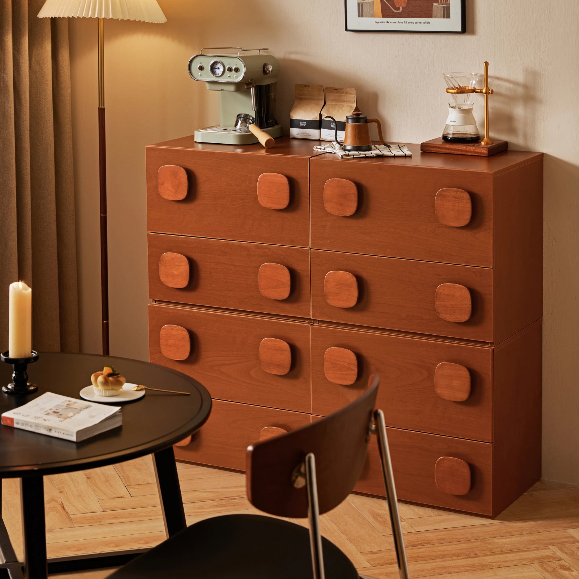 Linspire Mosaic Set of 4 Modular Storage Cabinets, Natural Wood