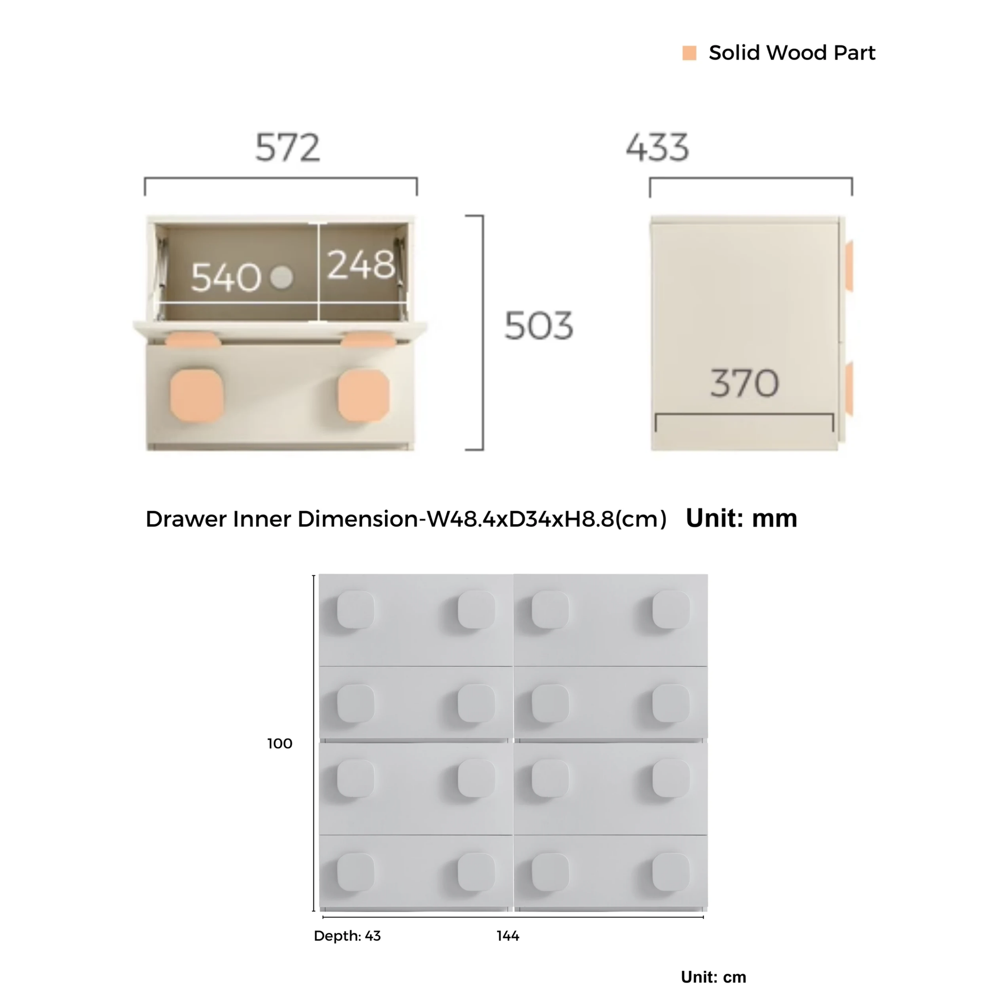 Linspire Mosaic Set of 4 Modular Storage Cabinets, Natural Wood