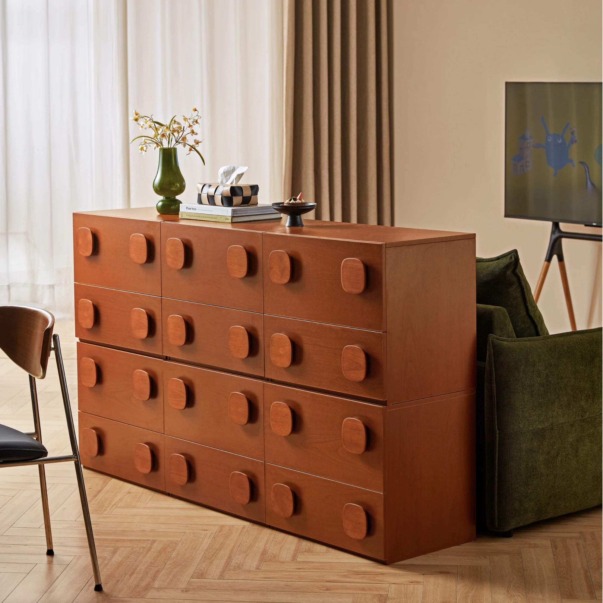 Linspire Mosaic Set of 6 Modular Storage Cabinets, Natural Wood