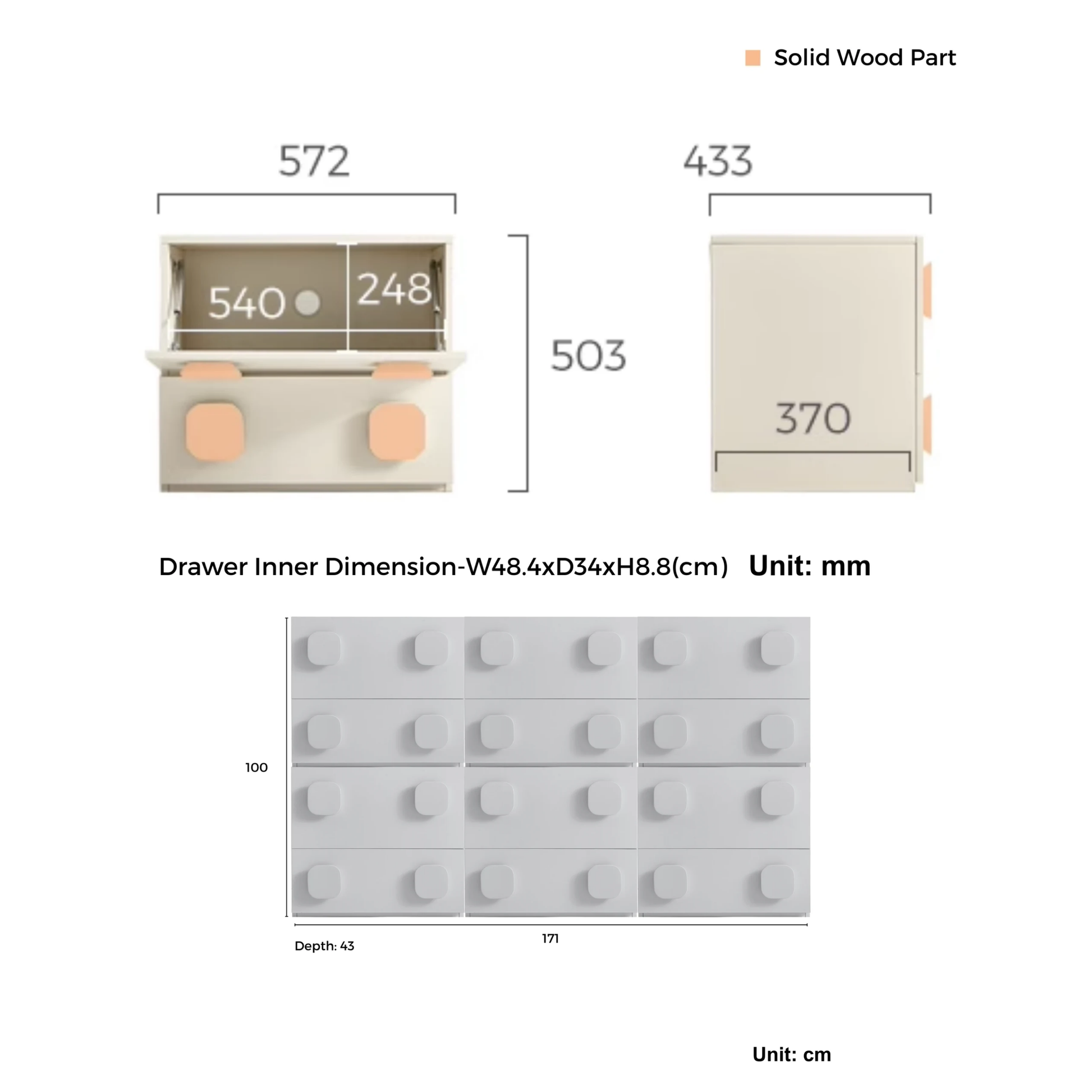 Linspire Mosaic Set of 6 Modular Storage Cabinets, Natural Wood