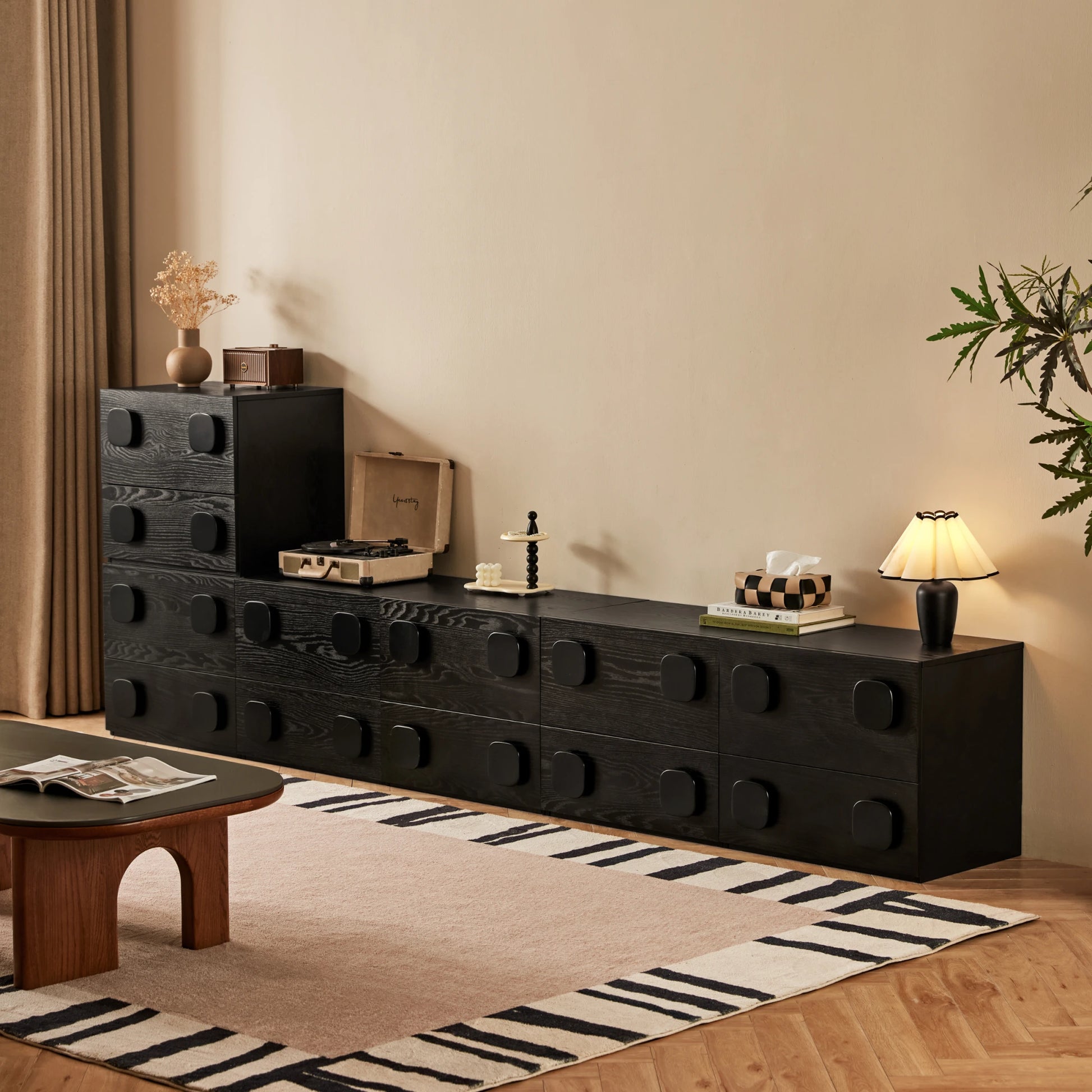 Linspire Mosaic Set of 6 Modular Storage Cabinets, Black