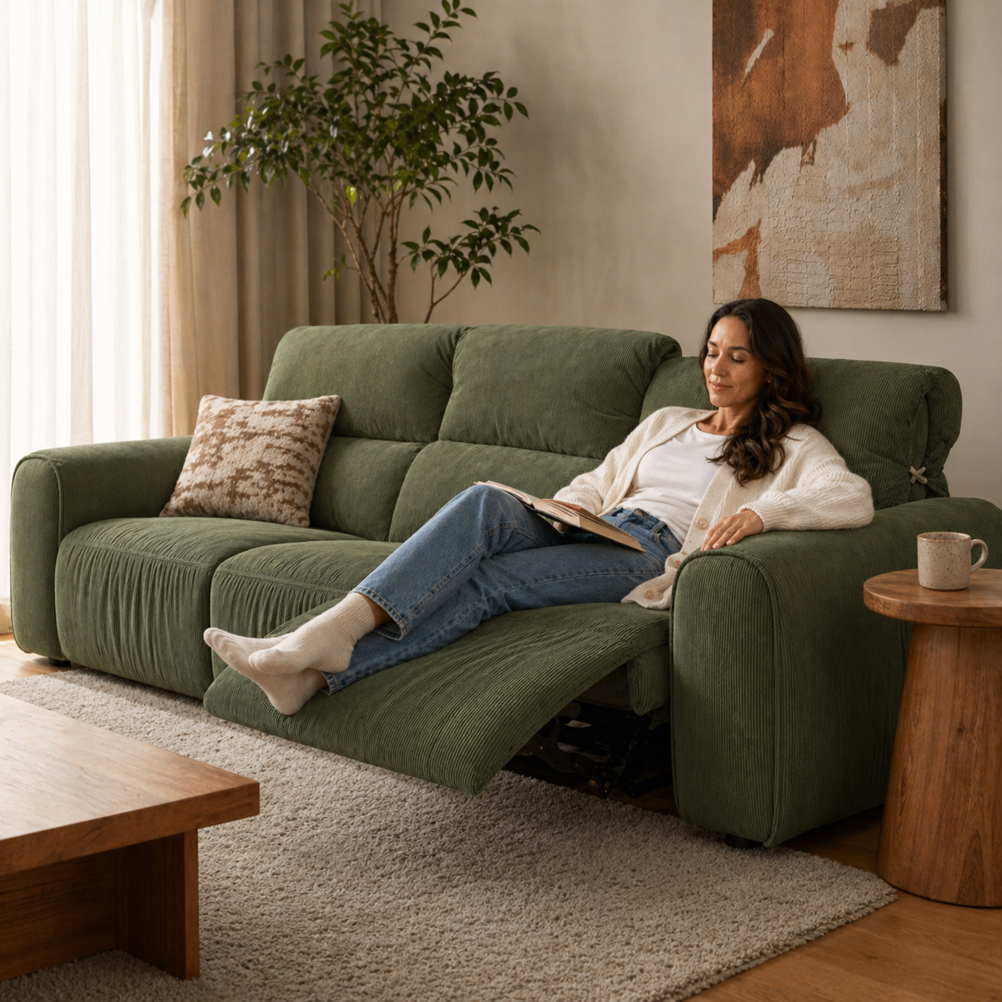 Linspire Vivid Electric 4-Seater Recliner Sofa, Green