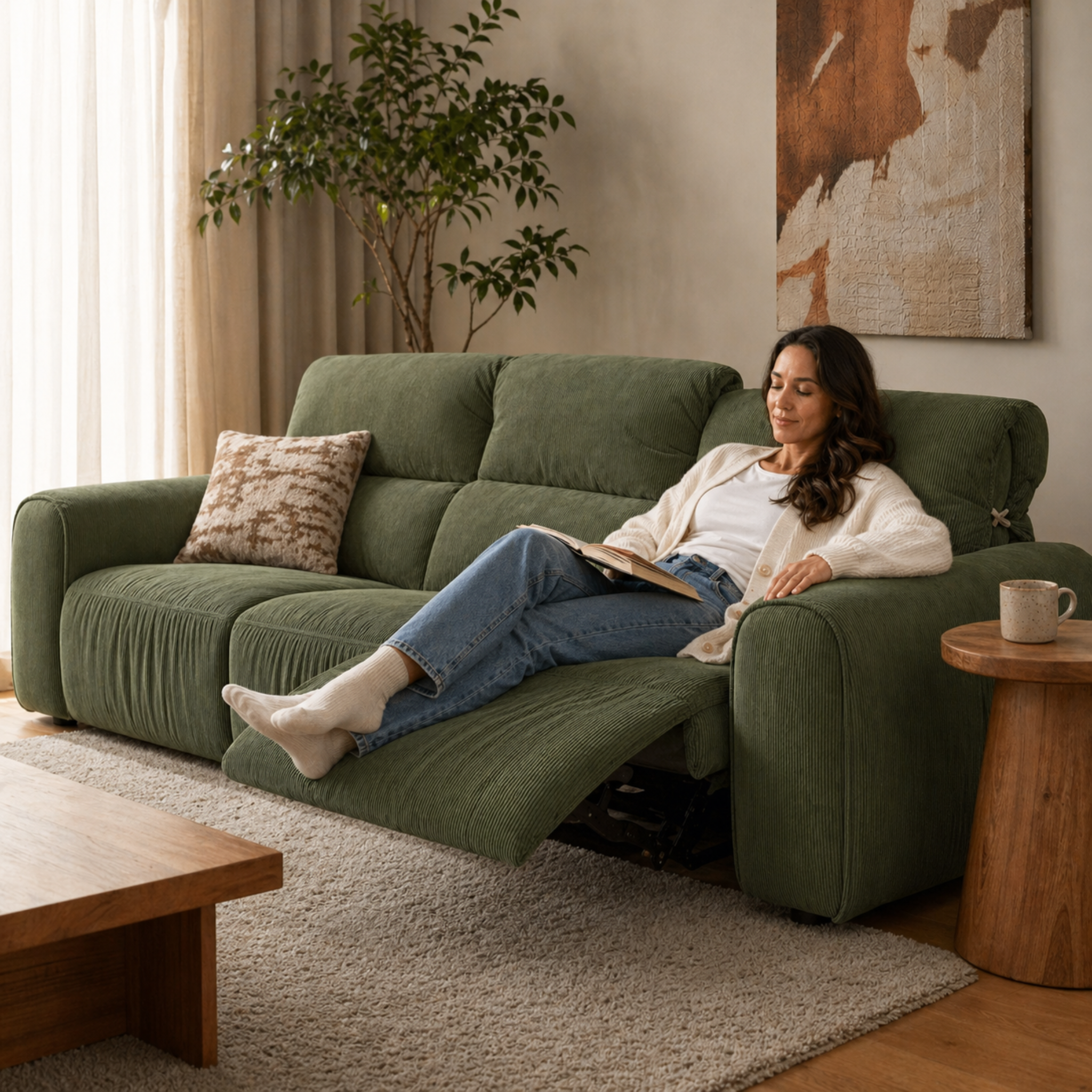 Linspire Vivid Electric 4-Seater Recliner Sofa, Green