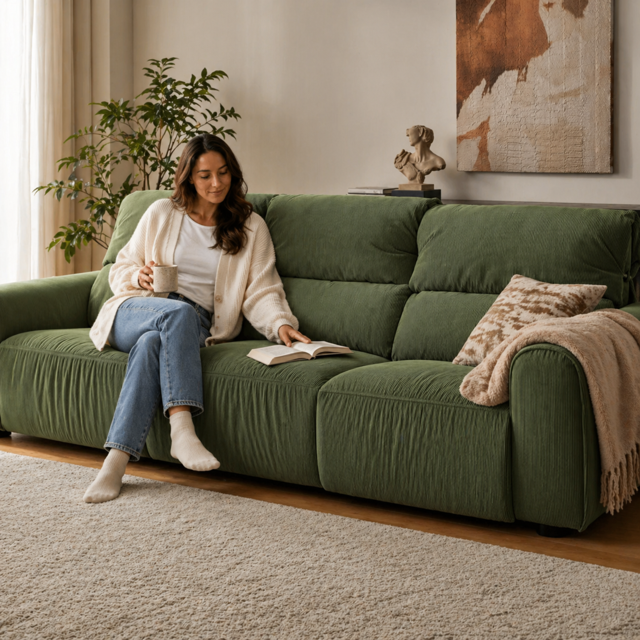Linspire Vivid Electric 4-Seater Recliner Sofa, Green