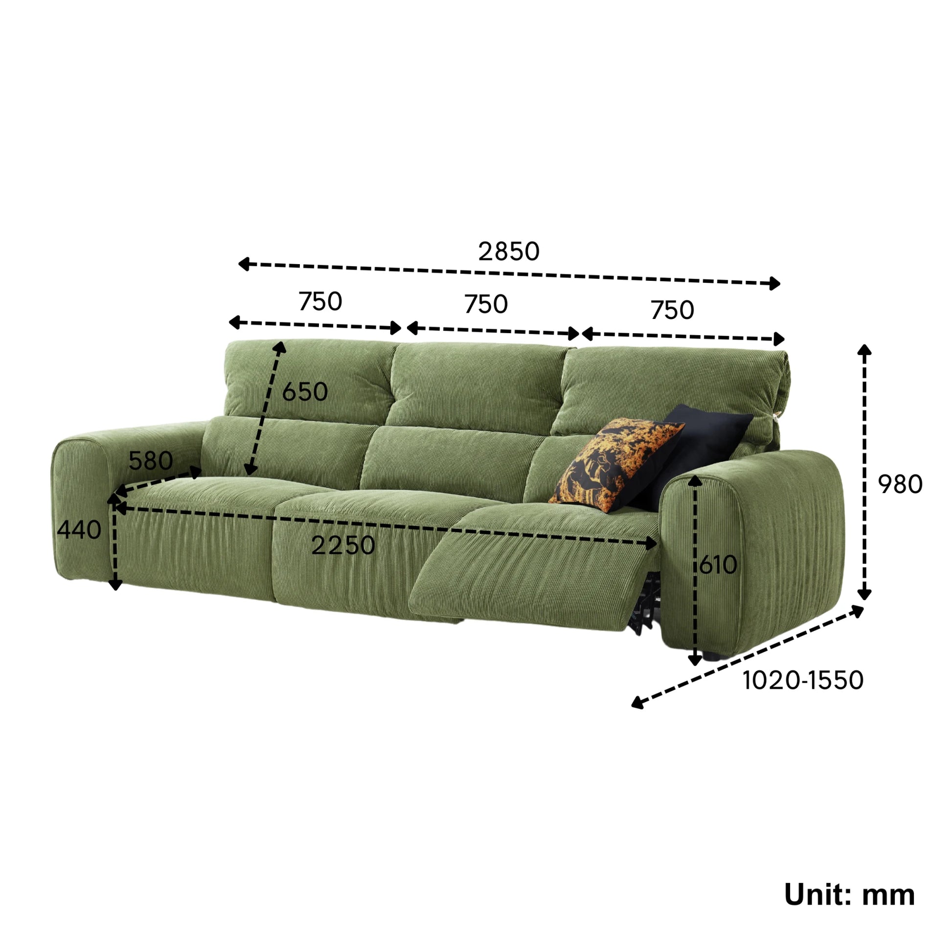 Linspire Vivid Electric 4-Seater Recliner Sofa, Green