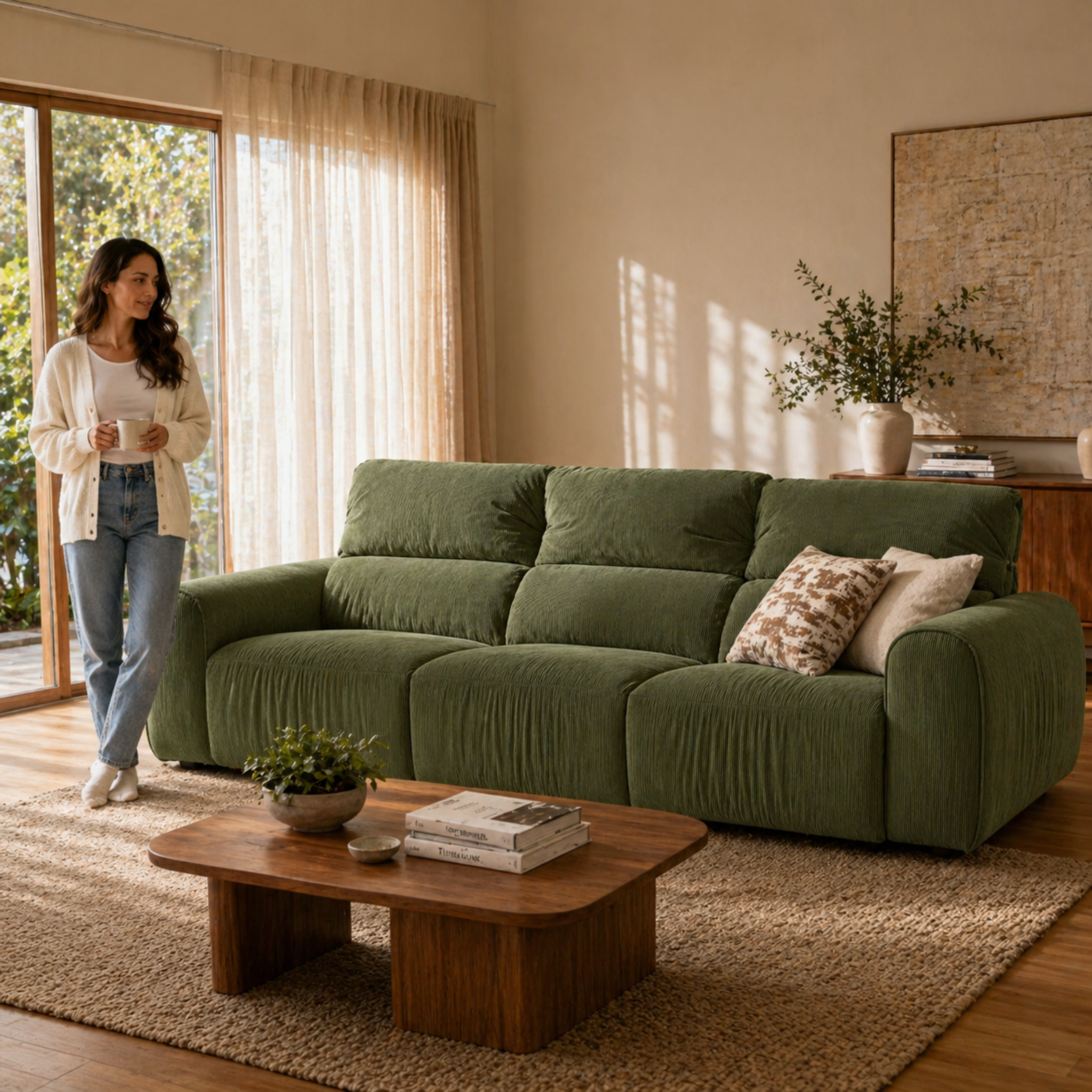 Linspire Vivid Electric 4-Seater Recliner Sofa, Green