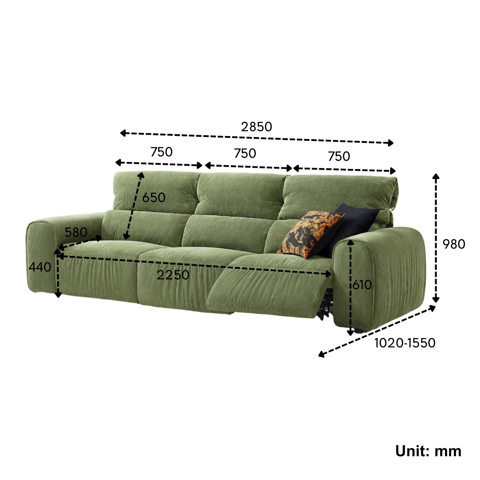 Linspire Vivid Electric 4-Seater Recliner Sofa, Green