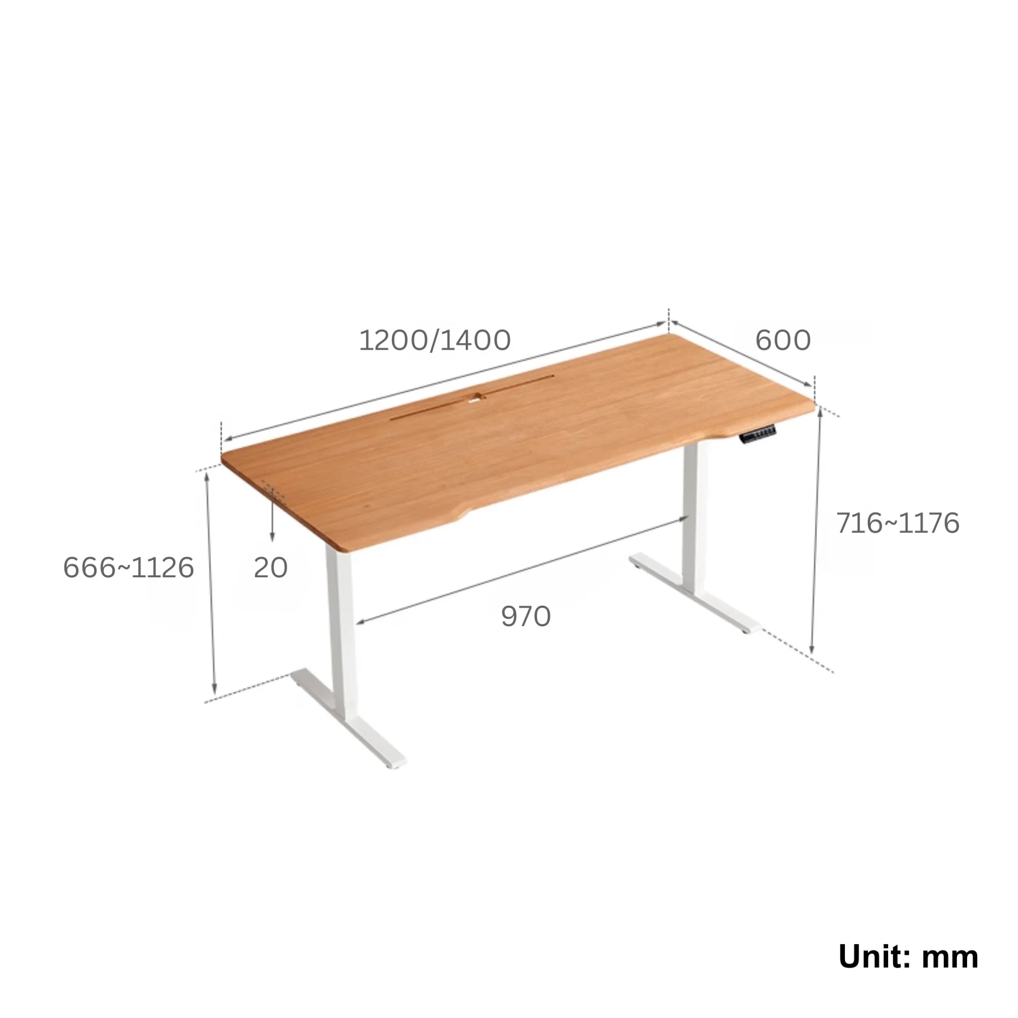 Linspire Lumen Electric Height Adjustable Standing Desk, W140cm