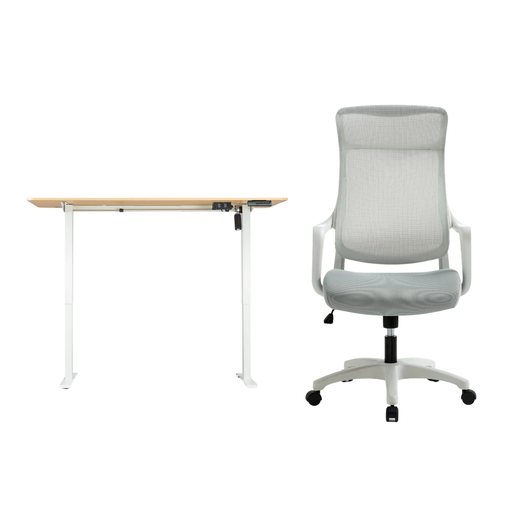 Linspire Ascend 2PCS Standing Desk Set, W140cm, Natural Wood & Grey