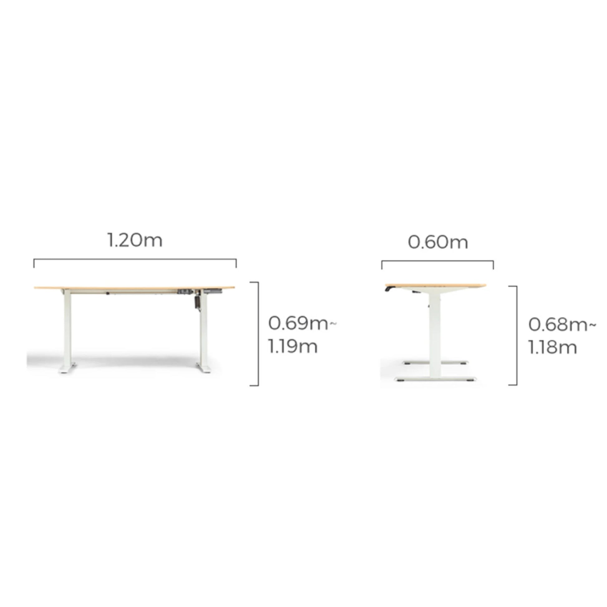 Linspire Ascend 2PCS Standing Desk Set, 120cm, Natural Wood & White
