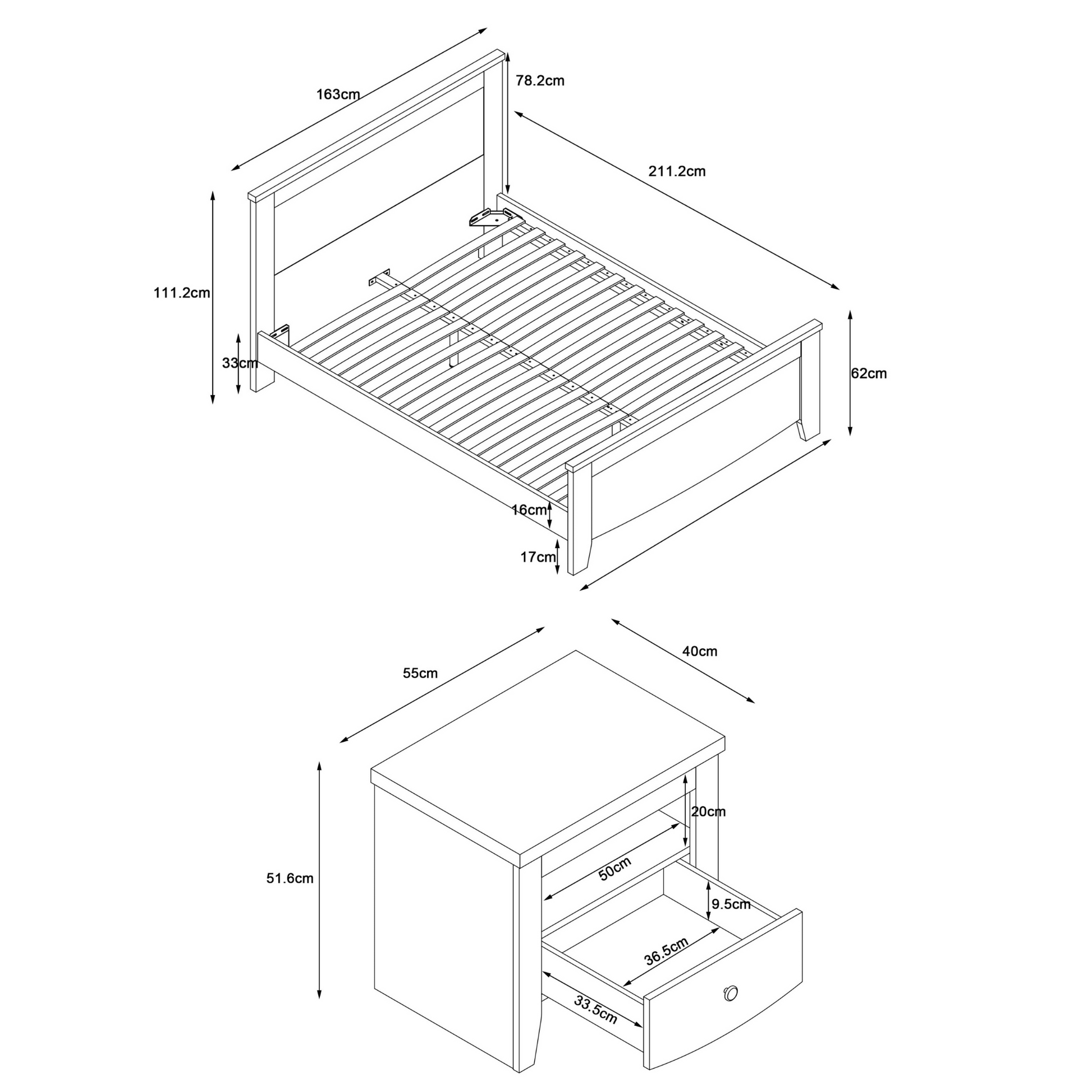 Loft Hampton 3PCS Bedroom Set A, NZ Queen Bed