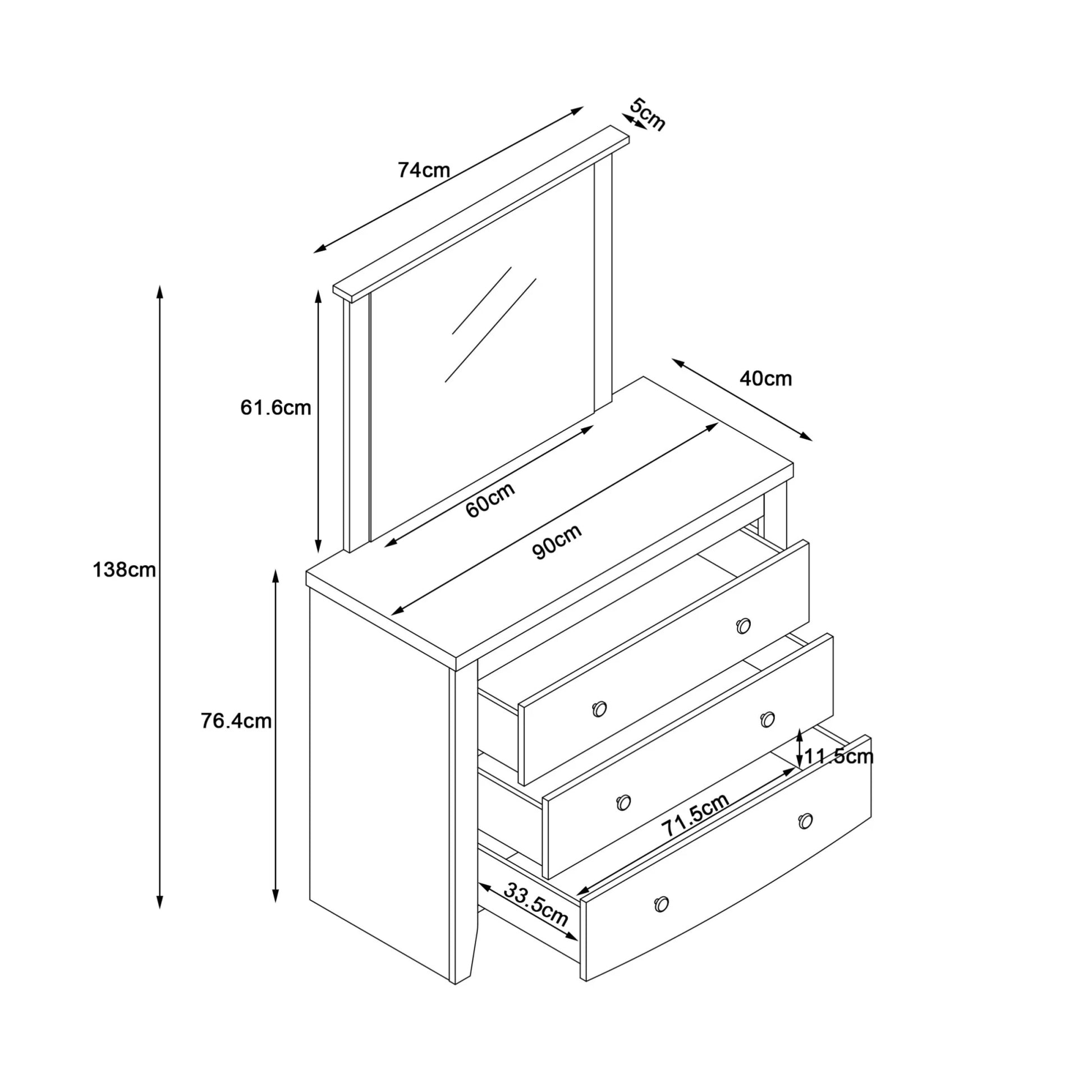 Loft Hampton 3PCS Chest of Drawers Set A