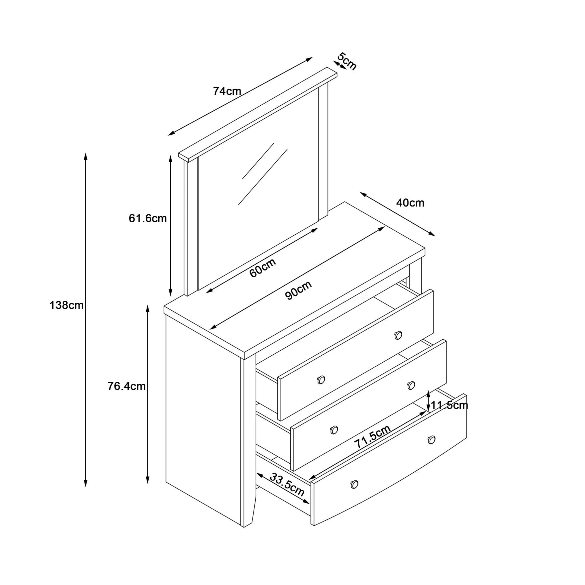 Loft Hampton 3PCS Chest of Drawers Set A