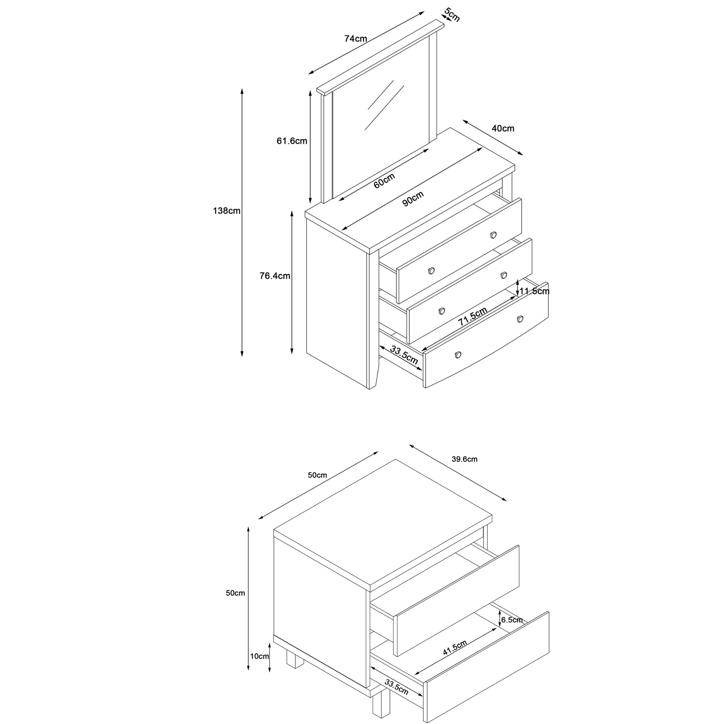Loft Hampton 3PCS Chest of Drawers Set B