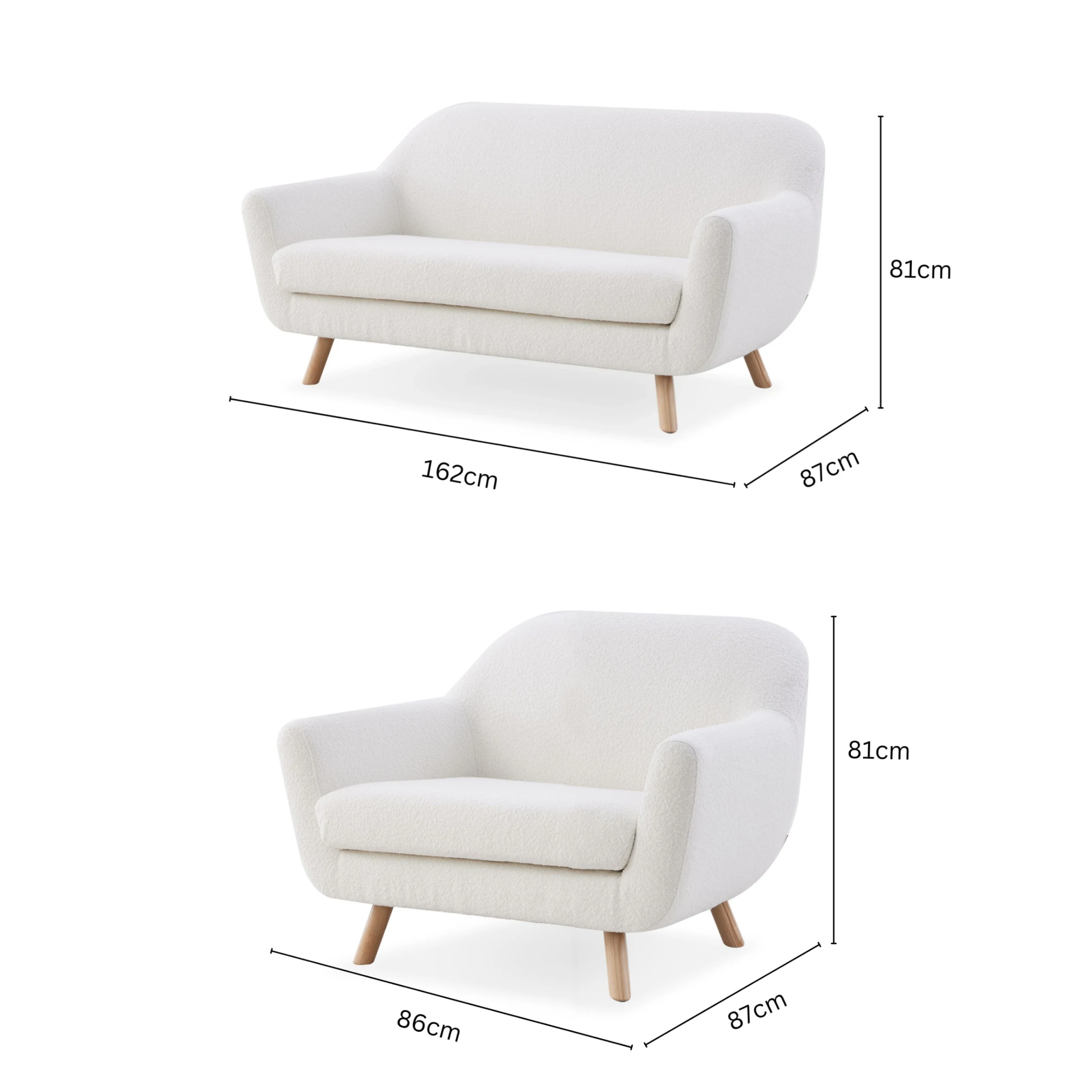 MODE Milo 3PCS Sofa Set, Loveseat + 2 Armchairs