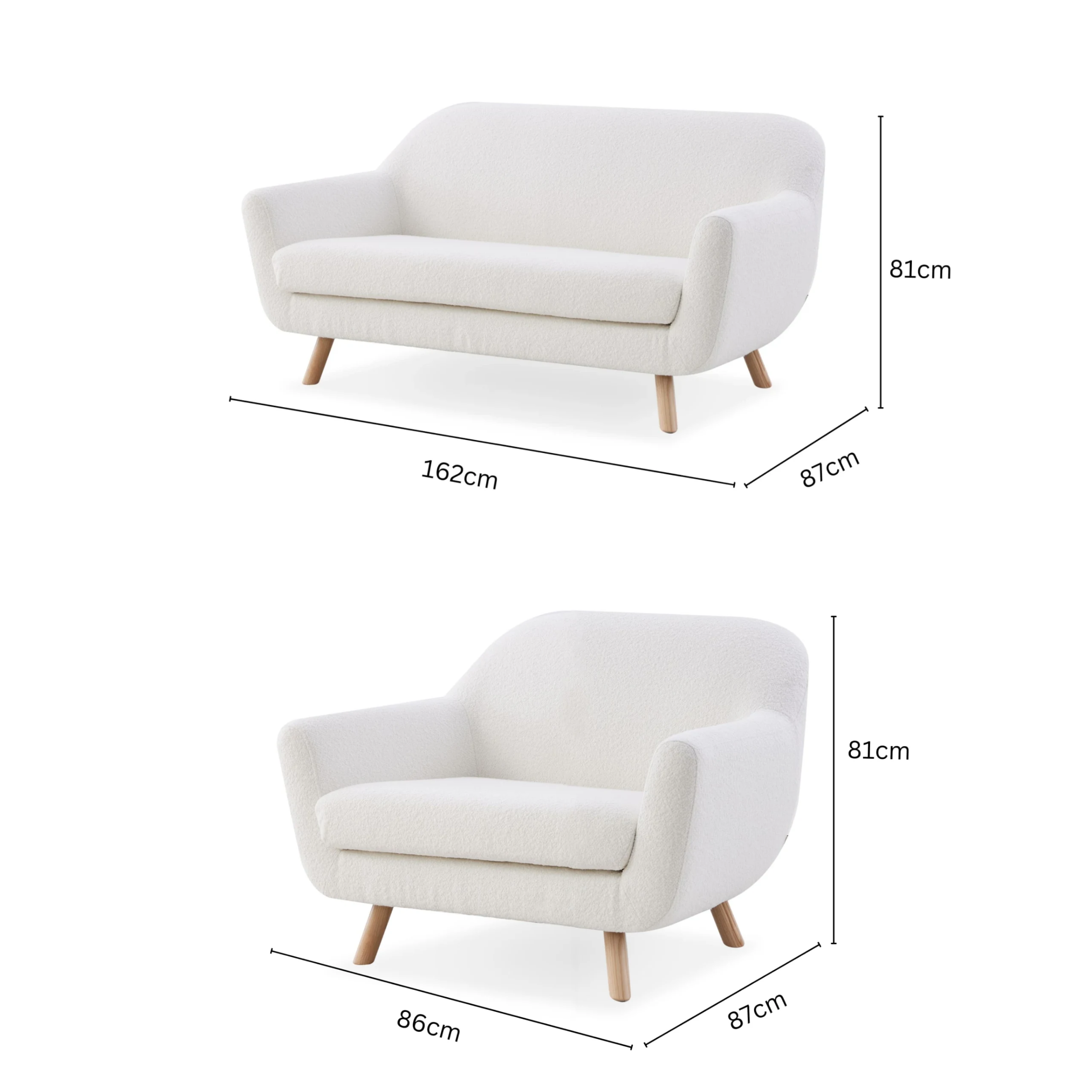 MODE Milo 3PCS Sofa Set, Loveseat + 2 Armchairs