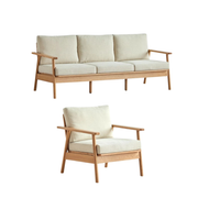 Solidwood Seattle 2PCS Sofa Set, 3+1 Seater, Natural Wood