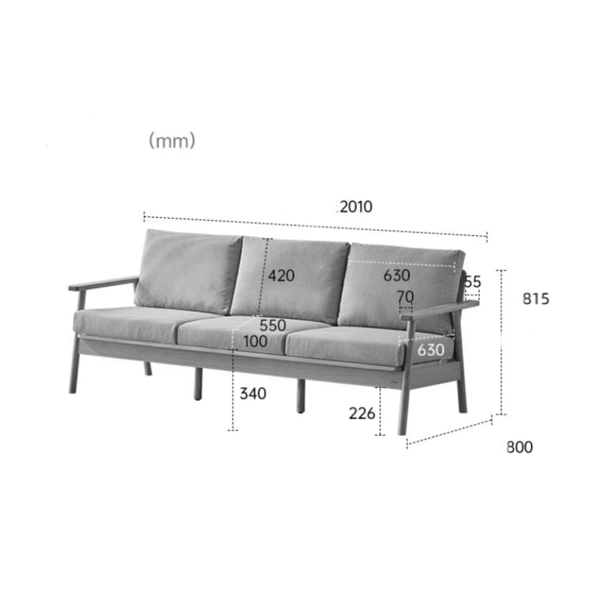 Solidwood Seattle 2PCS Sofa Set, 3+1 Seater, Natural Wood