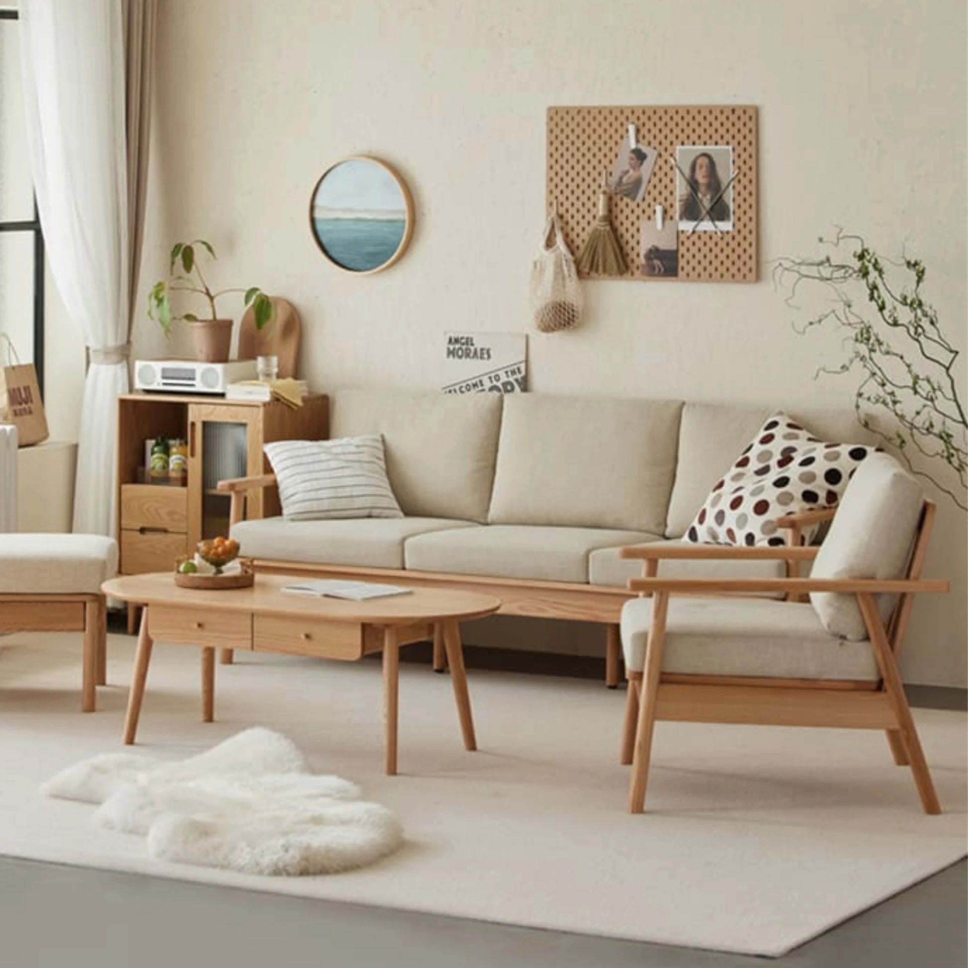 Solidwood Seattle 2PCS Armchair Set, Natural Wood