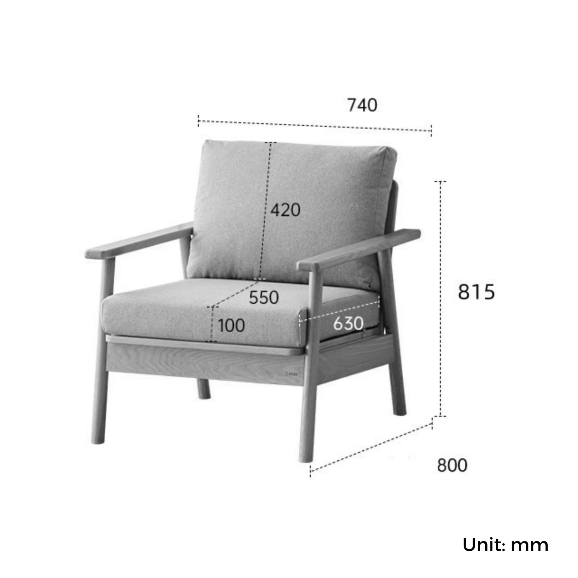 Solidwood Seattle 2PCS Armchair Set, Natural Wood