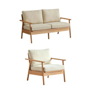 Solidwood Seattle 2PCS Sofa Set, 2+1 Seater, Natural Wood