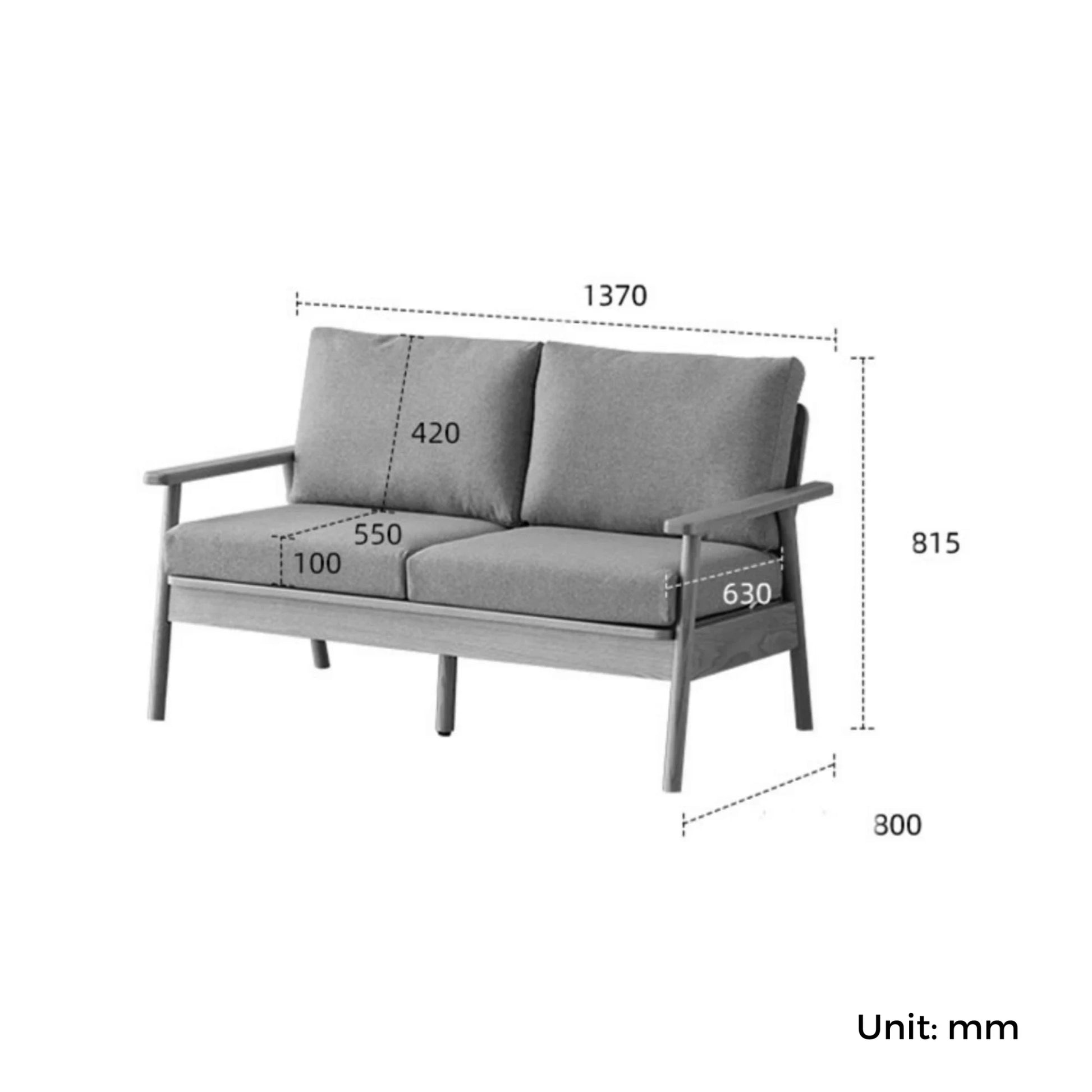 Solidwood Seattle 2PCS Sofa Set, 2+1 Seater, Natural Wood