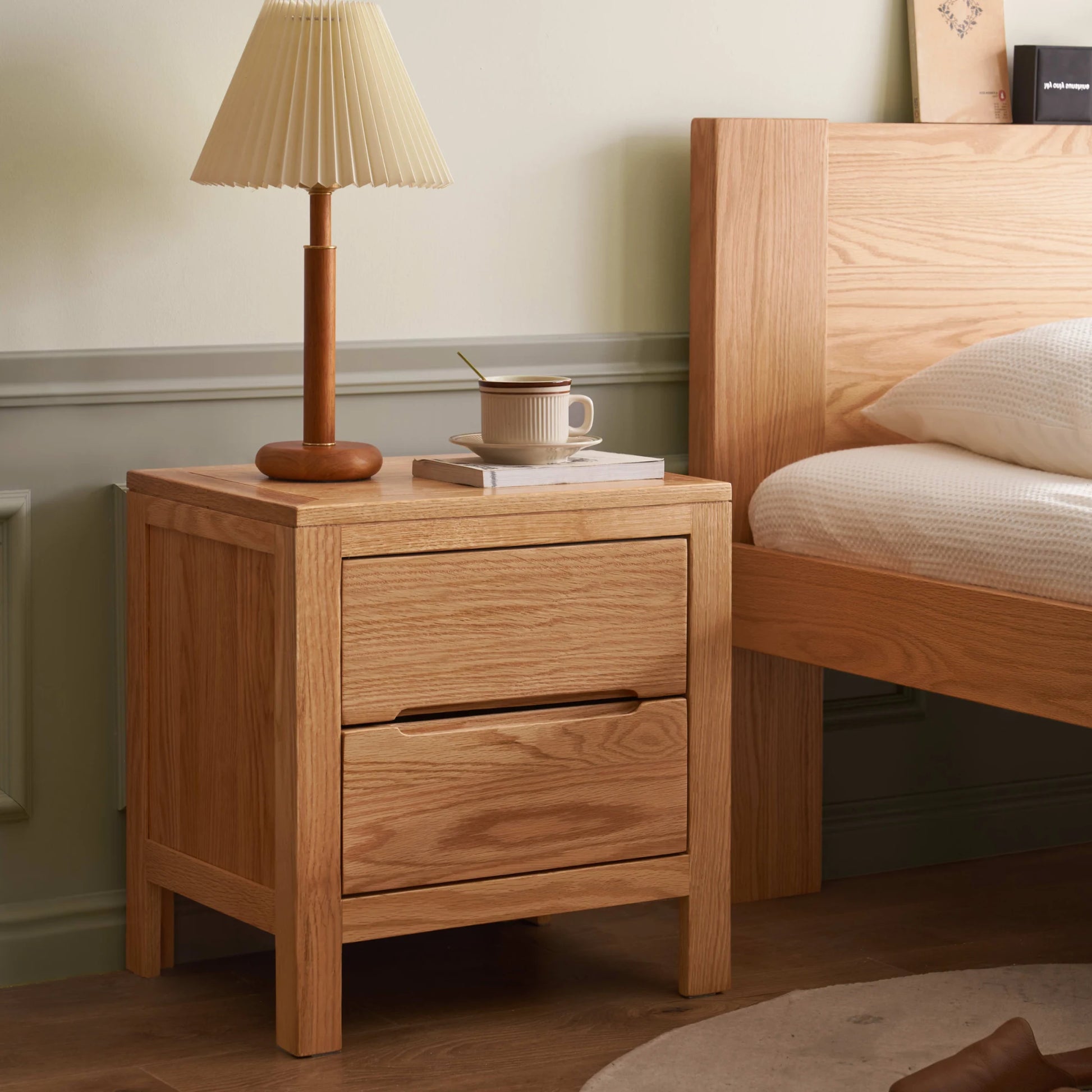 Solidwood Edinburgh 2PCS Bedside Table Set, Natural Wood