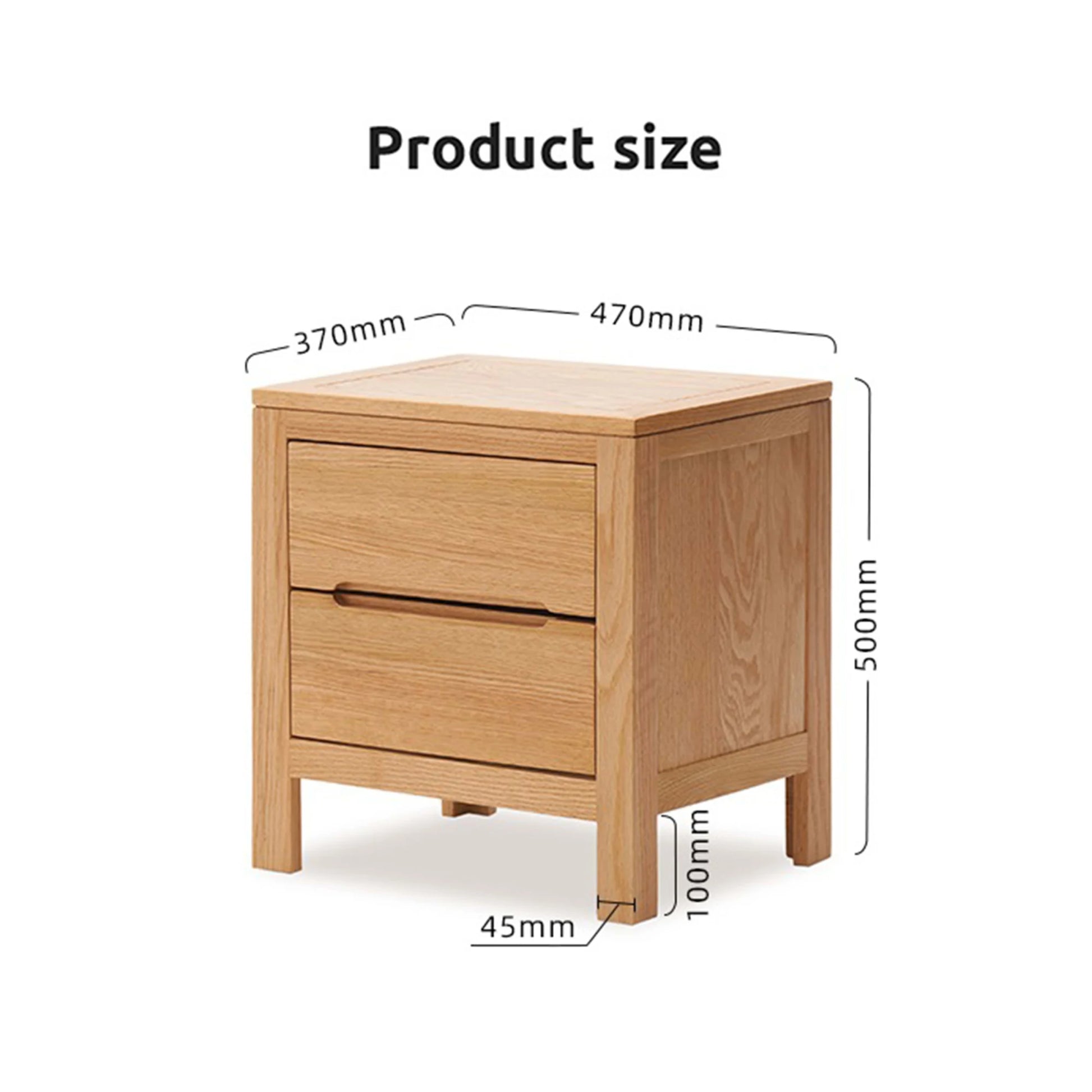 Solidwood Edinburgh 2PCS Bedside Table Set, Natural Wood