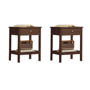 Solidwood Kano 2PCS Bedside Table Set, Dark Wood