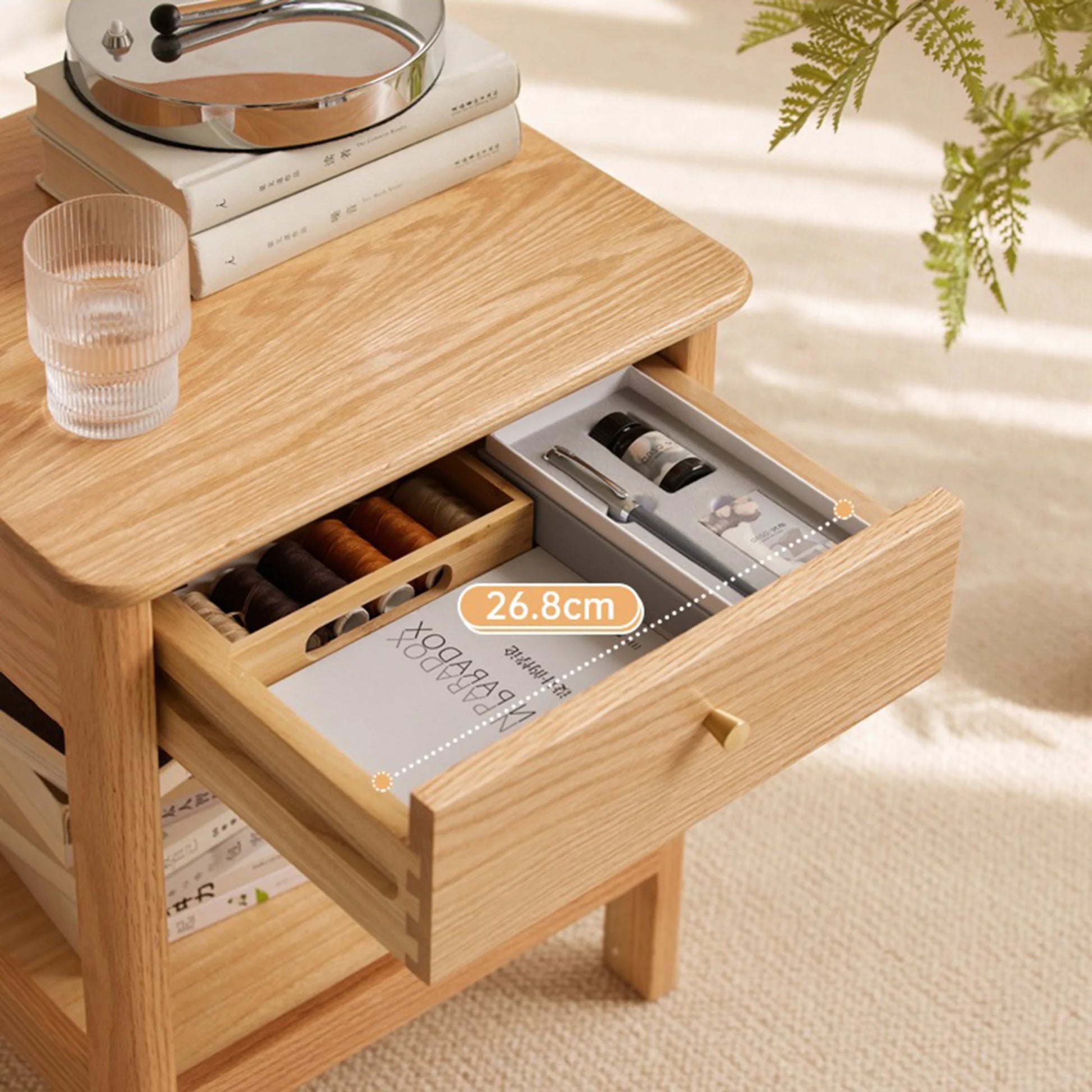 Solidwood Kano 2PCS Bedside Table Set, Natural Wood