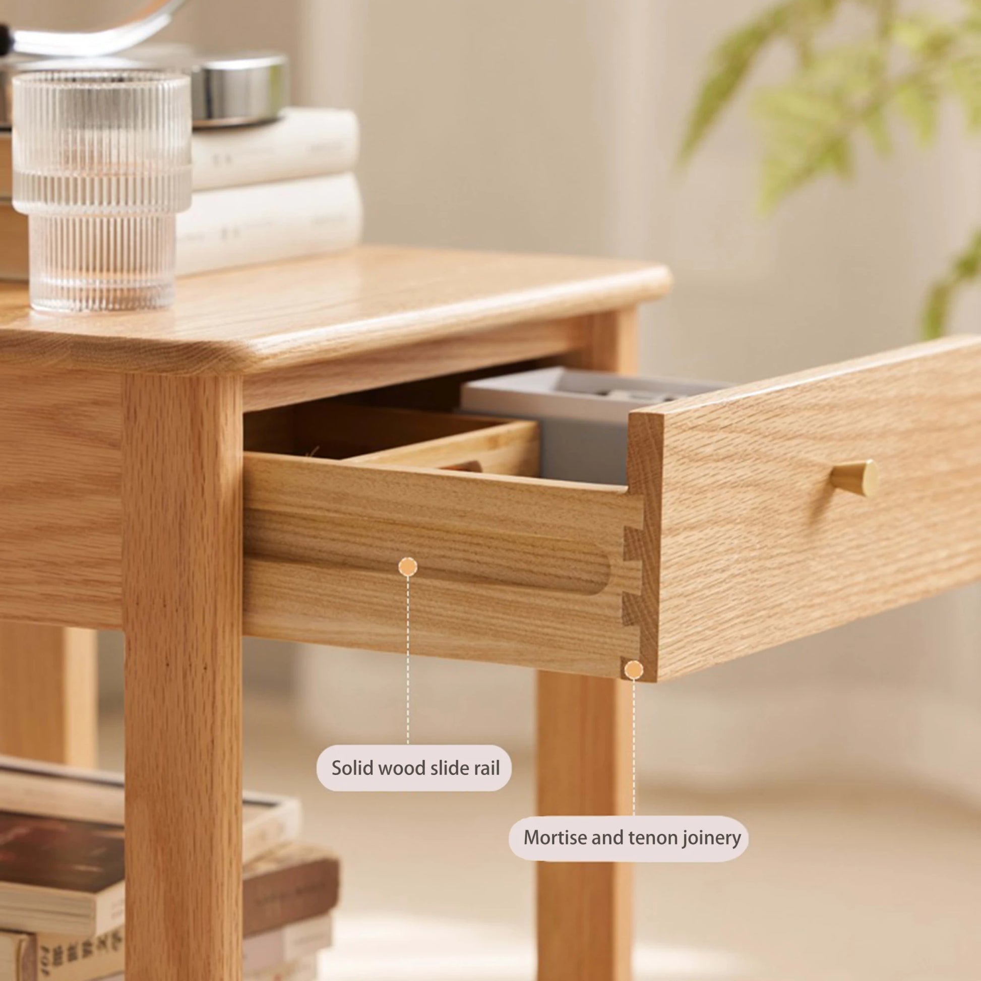 Solidwood Kano 2PCS Bedside Table Set, Natural Wood