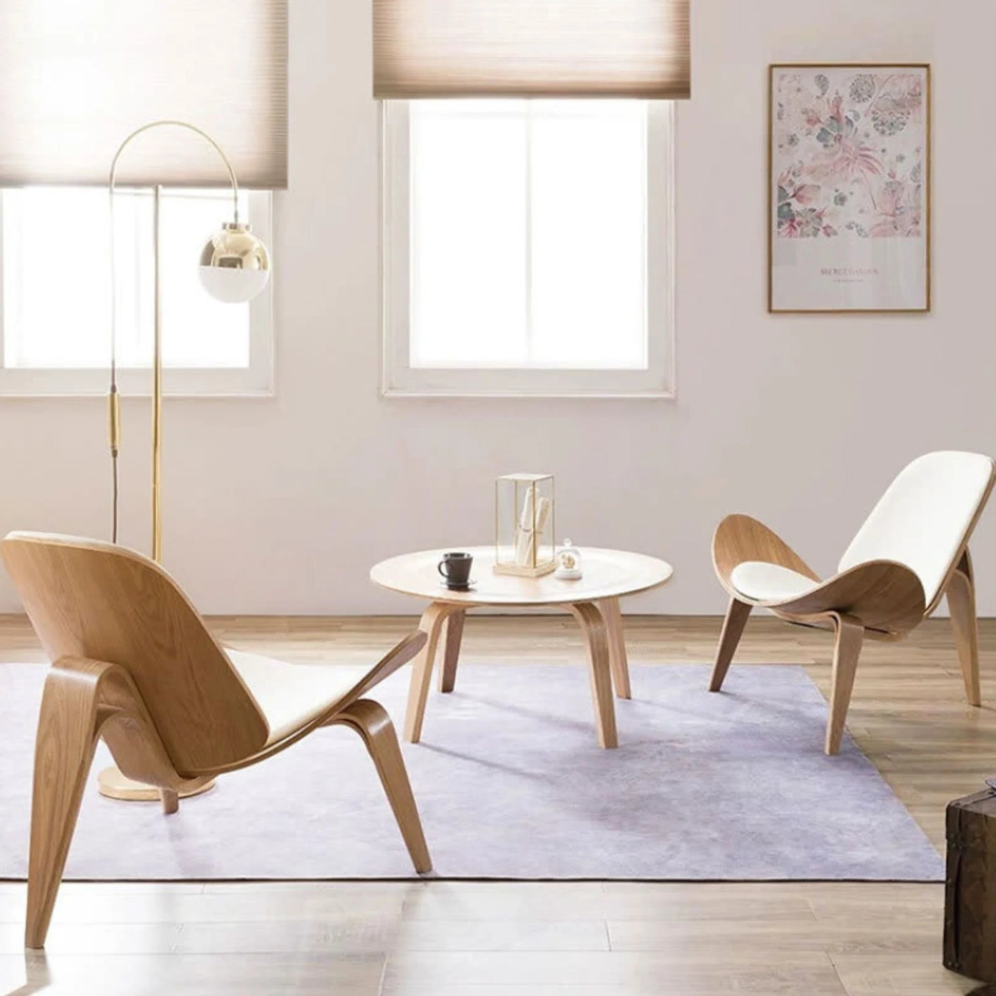 MODE Hans Wegner 2PCS Living Room Set, White