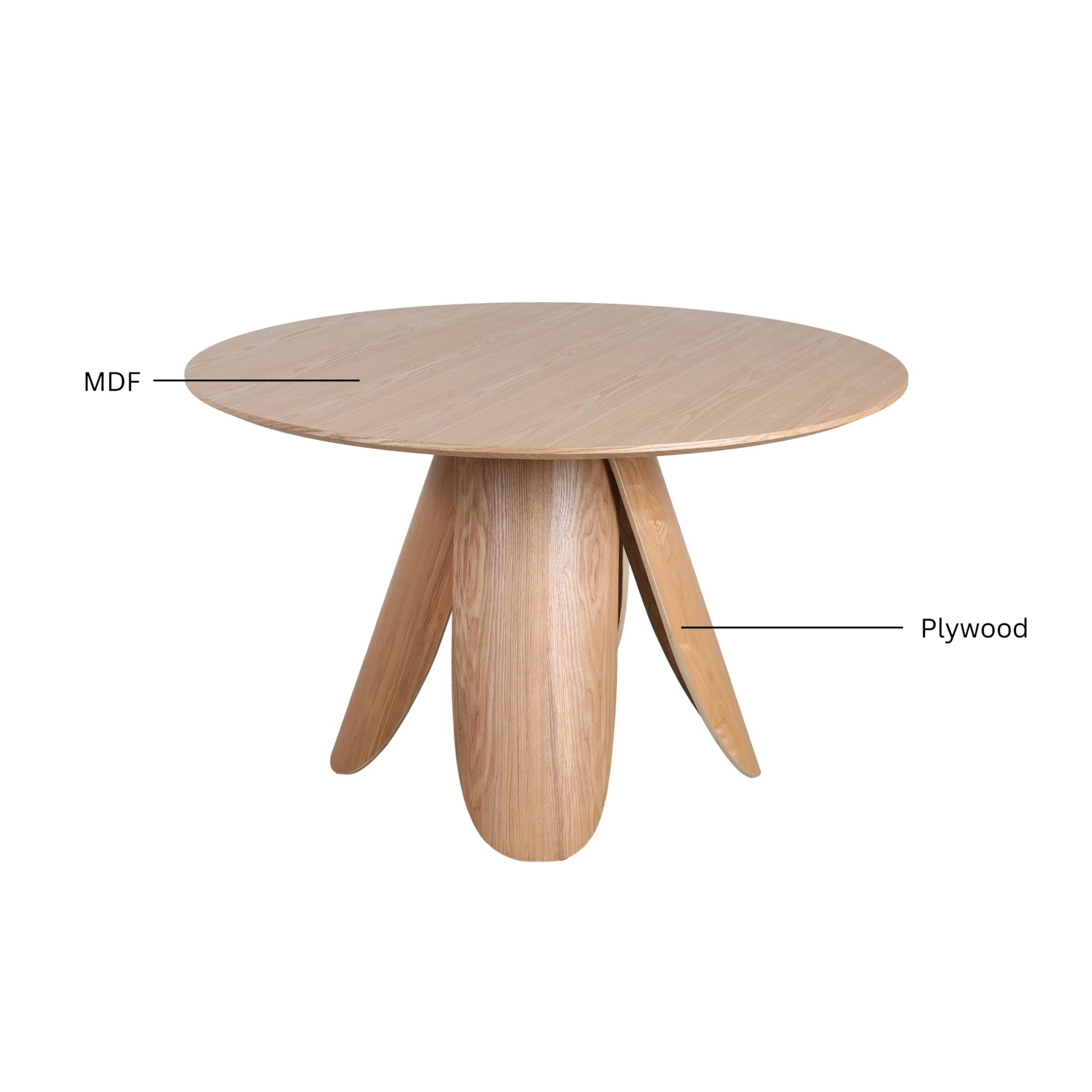 MODE Elara Round Dining Table Set with 4 Chairs, Light Brown & Natural Wood