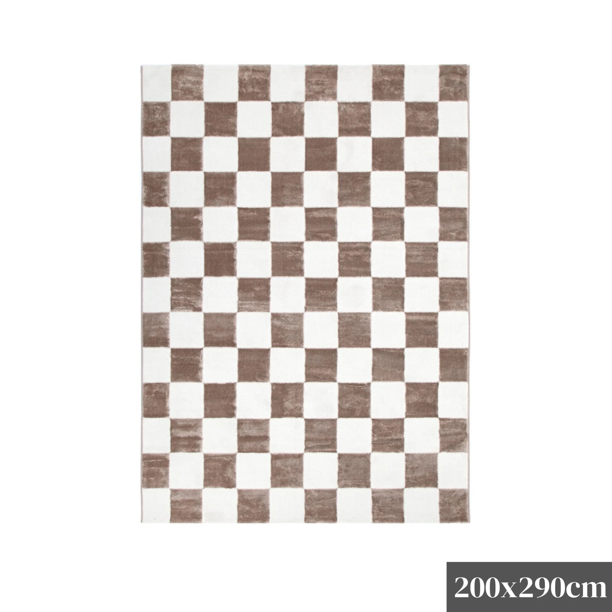 DreamWeaver Jade Checkers Rug, Pet-Friendly Fabric, Cream, Brown