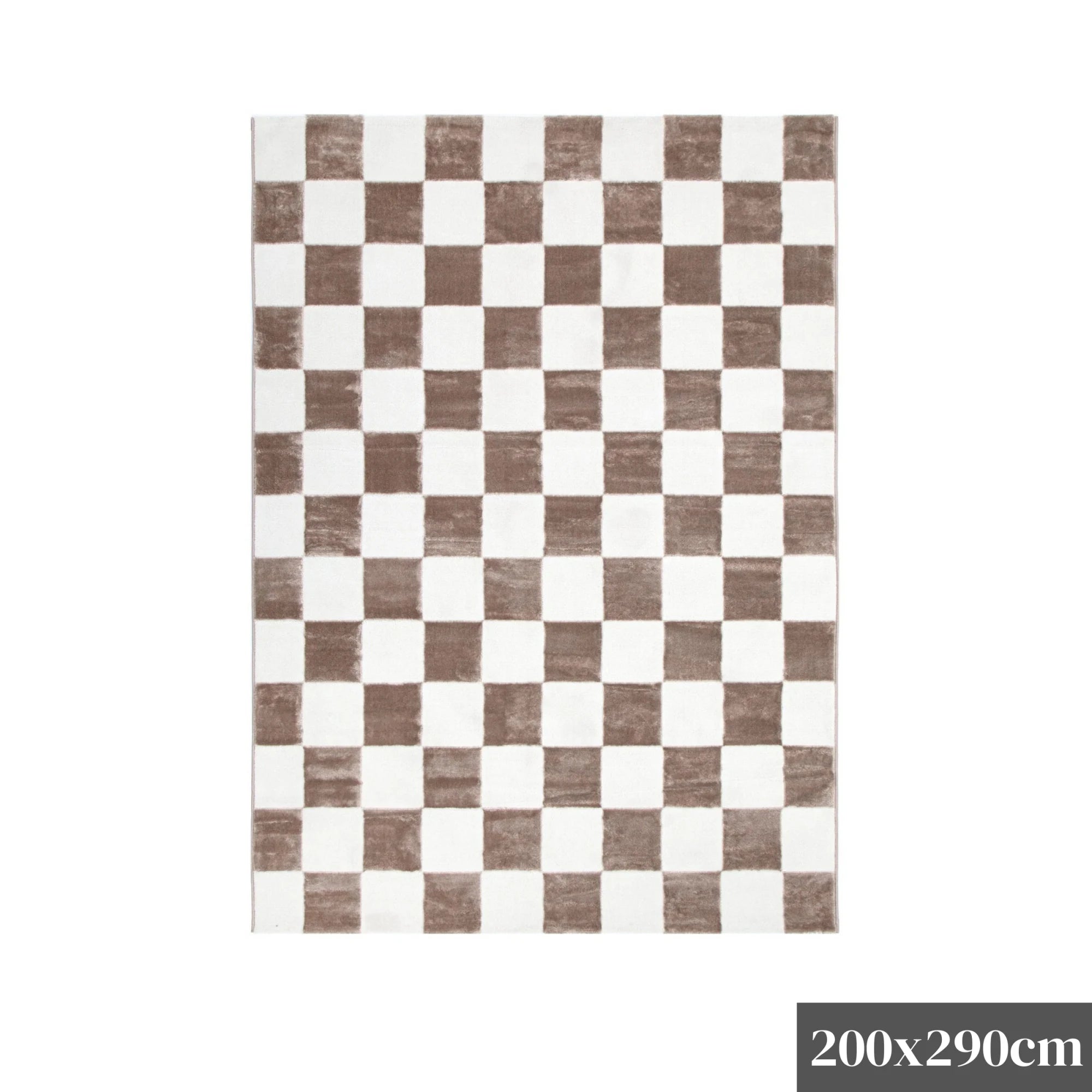 DreamWeaver Jade Checkers Rug, Pet-Friendly Fabric, Cream, Brown