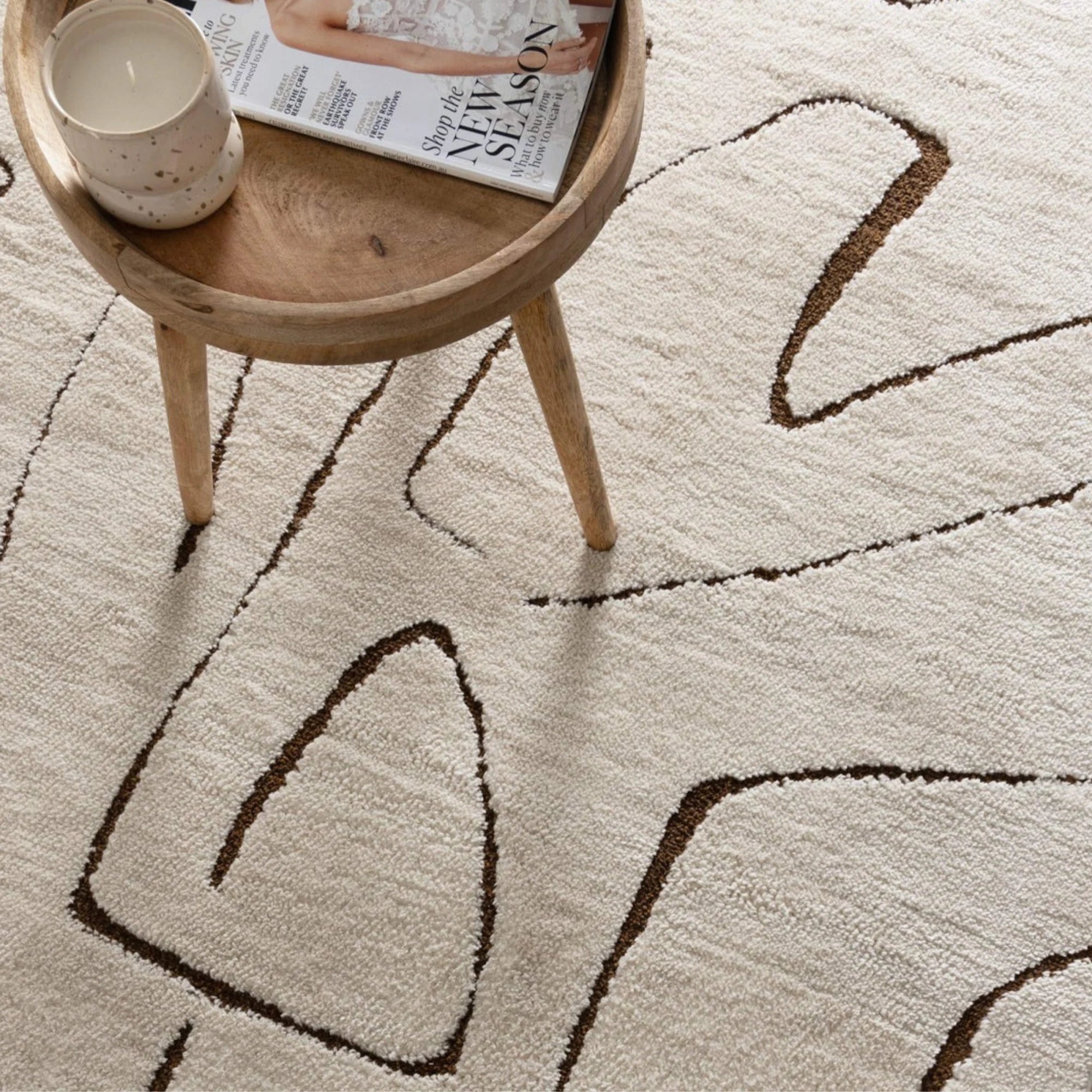 Dreamweaver Mila Modern Lines Rug, Cream, Brown