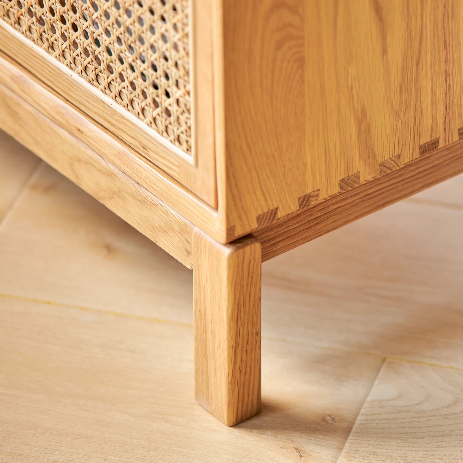 Solidwood Calamo Storage Cabinet with Rattan Doors