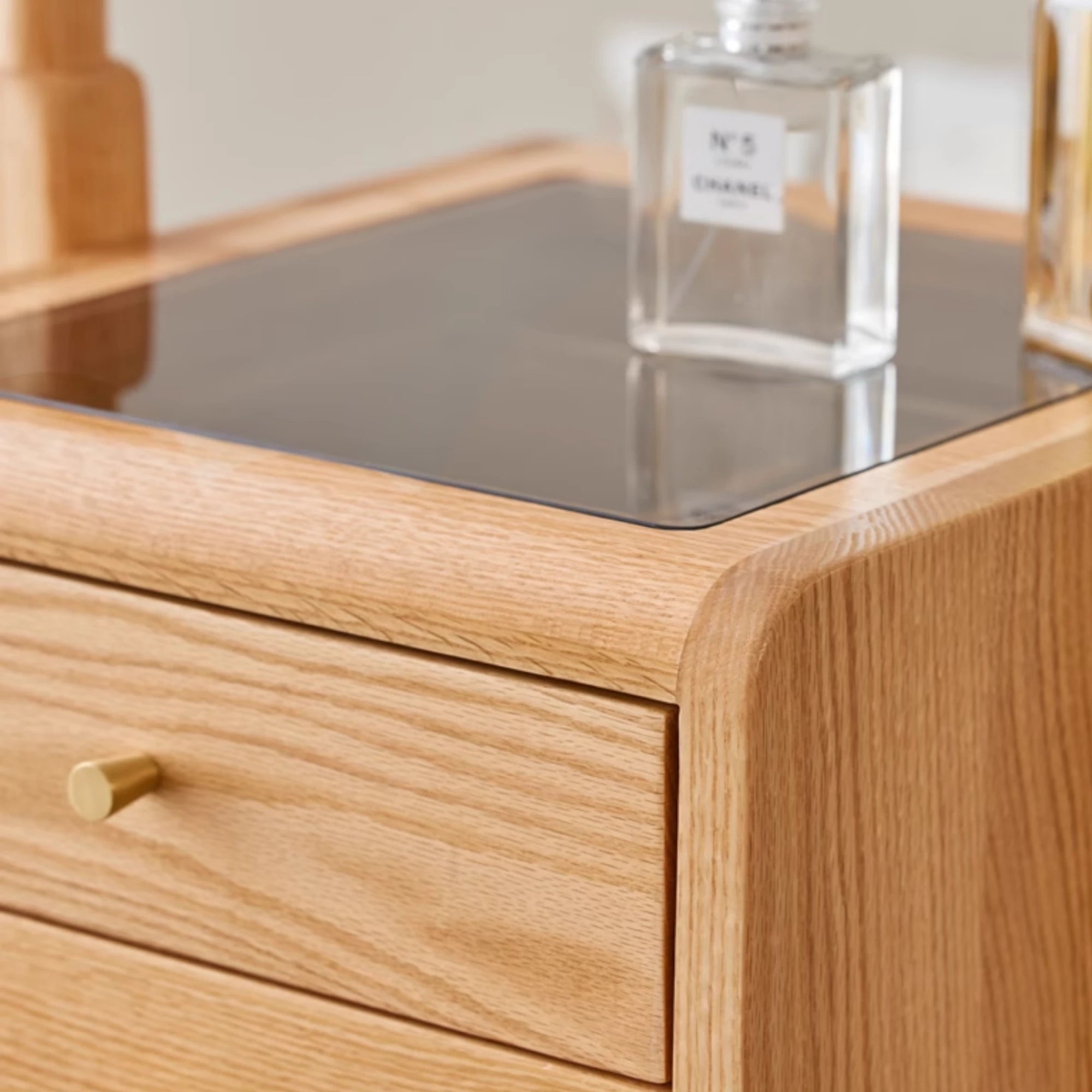 Solidwood Calamo Clothes Rack with Mirror & Drawer Unit, Natural Wood