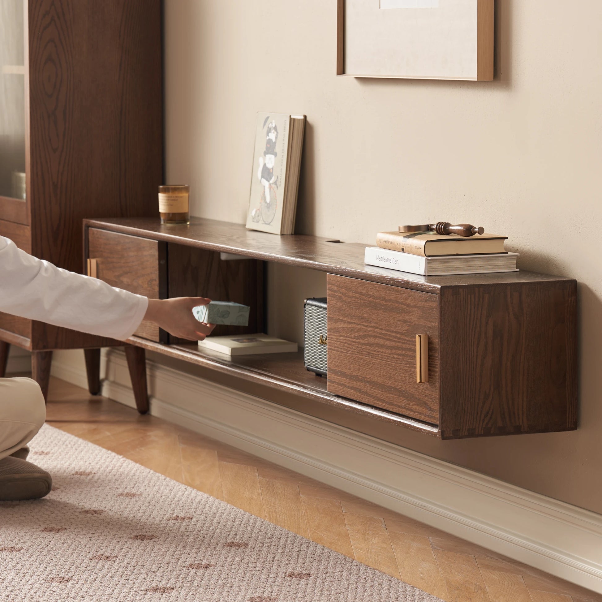 Solidwood Danya Wall-mounted Entertainment Unit, 130cm