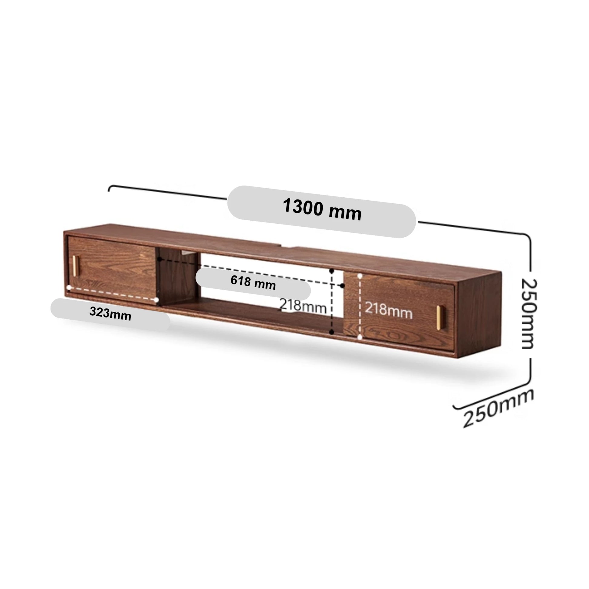 Solidwood Danya Wall-mounted Entertainment Unit, 130cm