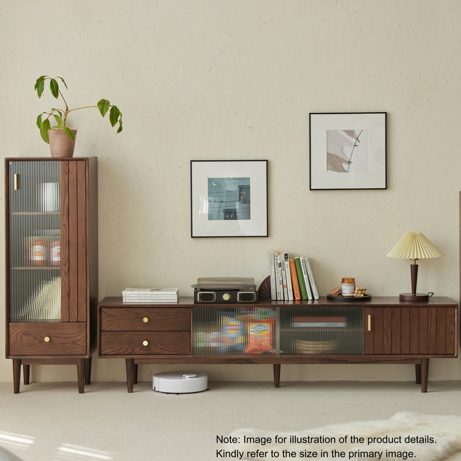 Solidwood Danya Entertainment Unit with Glass Doors, 150cm
