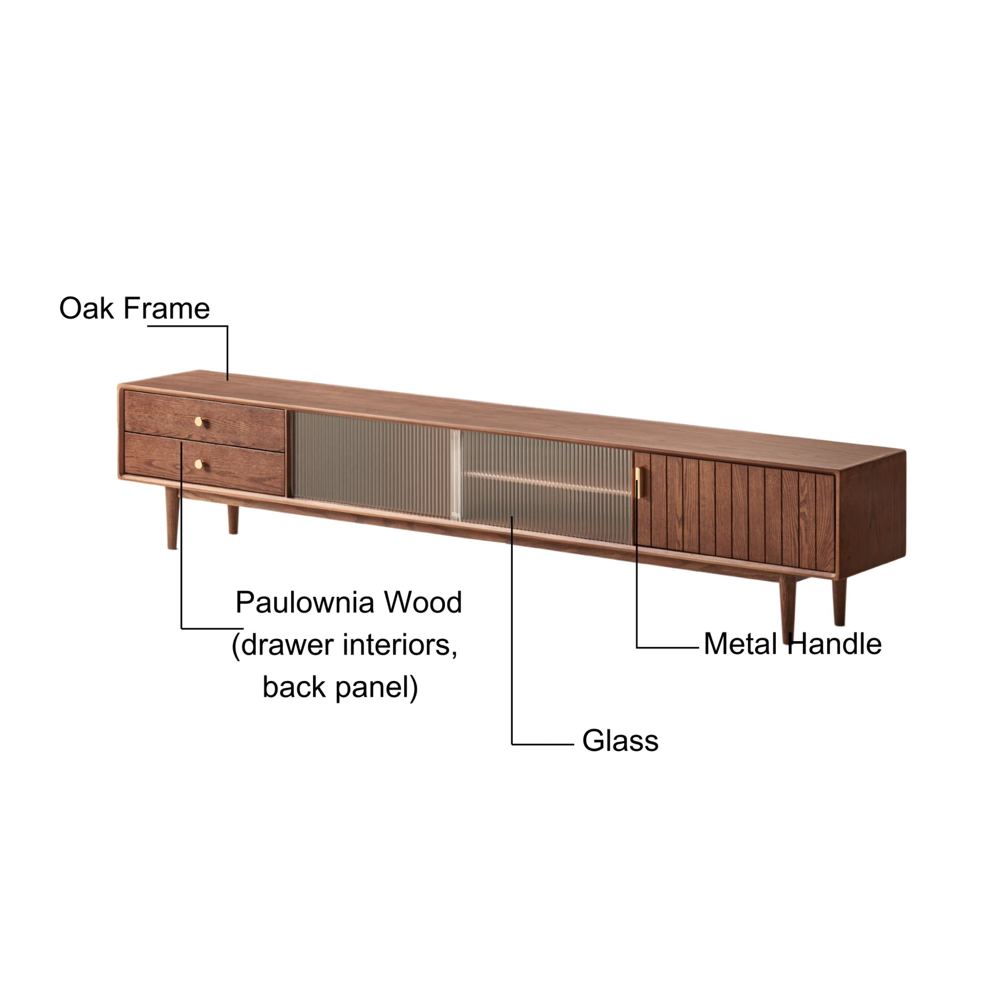 Solidwood Danya Entertainment Unit with Glass Doors, 150cm
