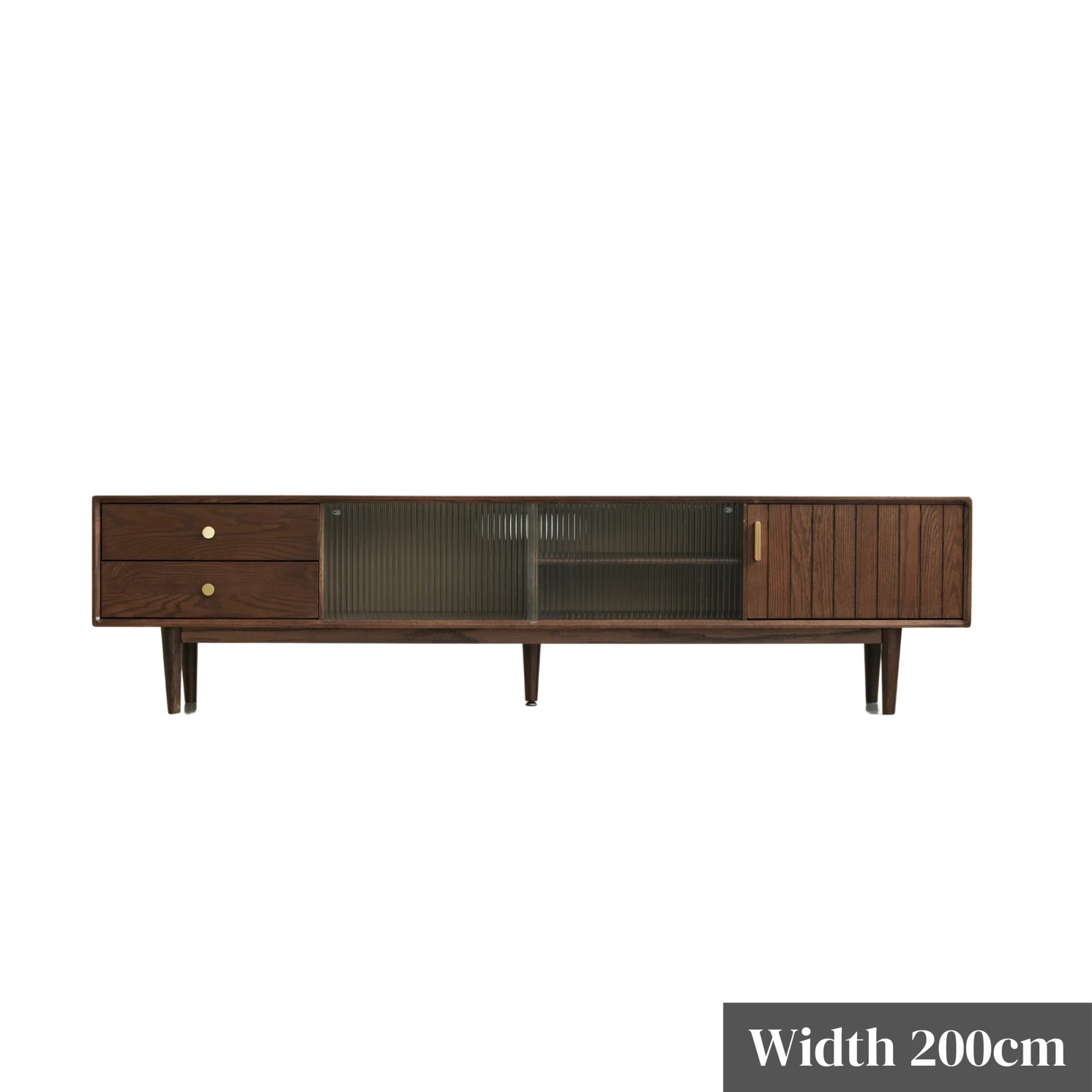 Solidwood Danya Entertainment Unit with Glass Doors, 200cm